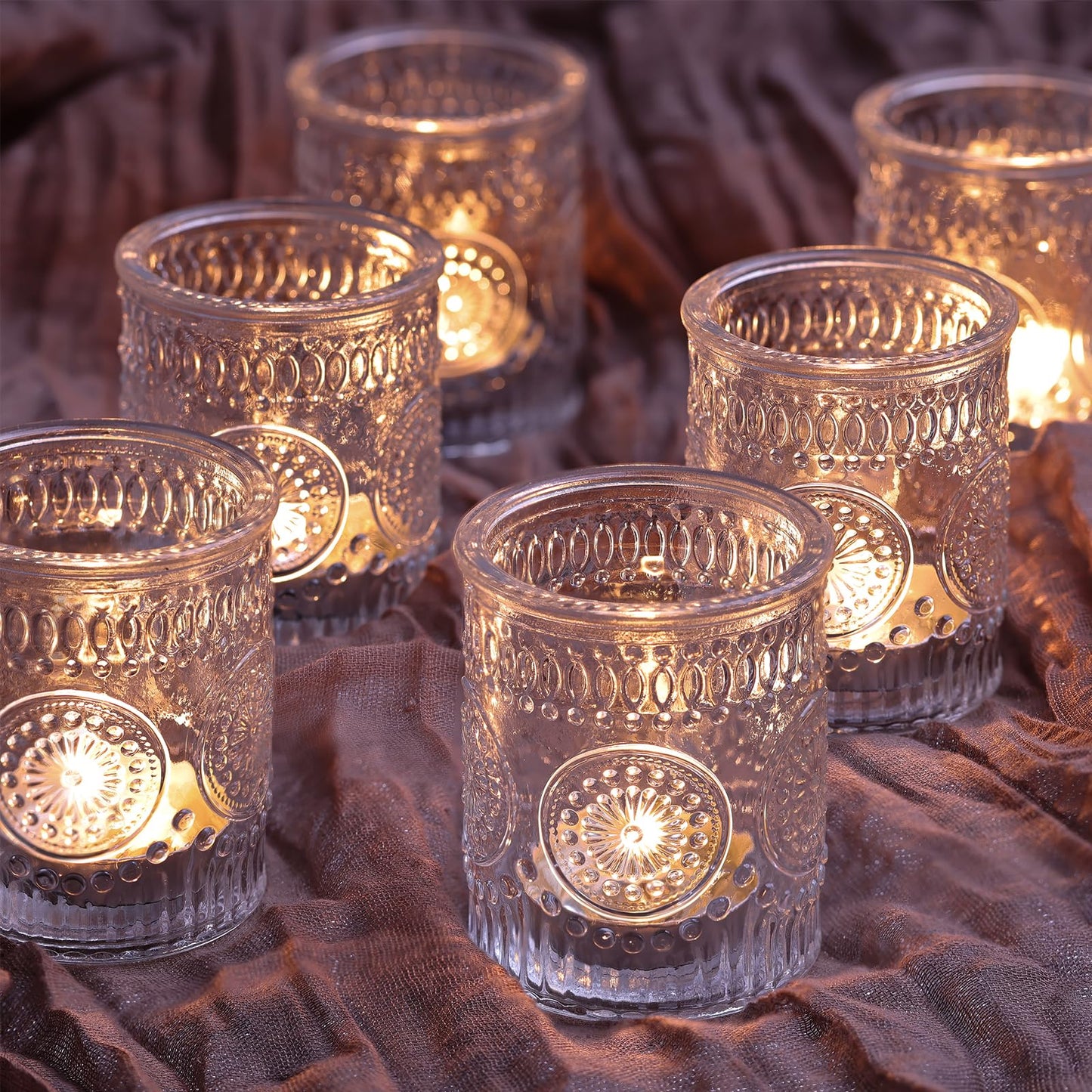 Lanttu 12 Pcs Clear Glass Votive Candle Holders for Wedding Table Centerpiece, Clear Tea Lights Candle Holders Bulk for Dinner Birthday Bridal Shower, Christmas, Thanksgiving Party Decor