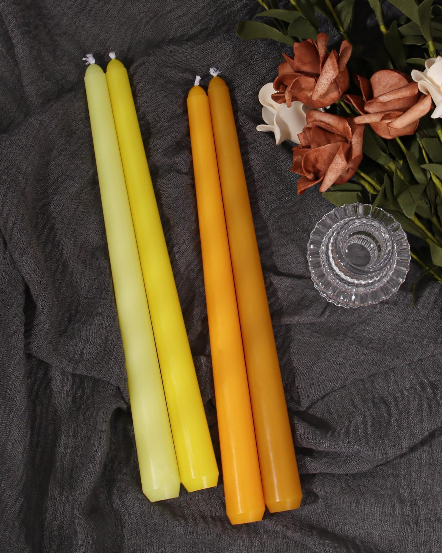 Viyffo Taper Candles 10 Inch Yellow 12 Pack Unscented, Smokeless Long Tall Tapered Candlesticks Wedding Home Decor Dinner Natural Color Series