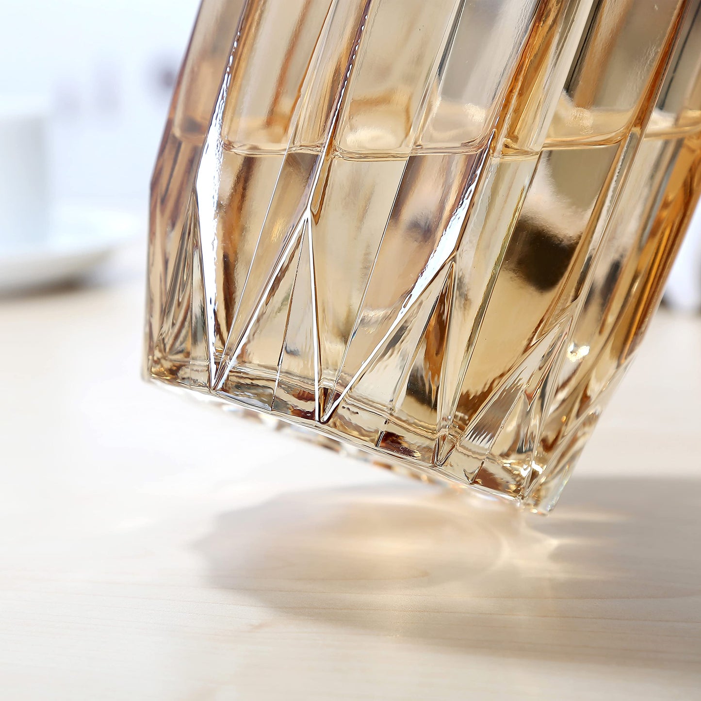 Lucky Bird Amber Glass Vase - Modern Tall/Short Ribbed Vase for Flowers & Candles - Amber H11.8" Centerpiece HomeDecor