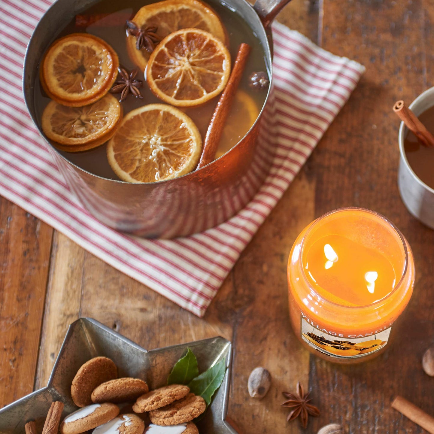 Village Candle Orange Cinnamon Large Glass Apothecary Jar Scented Candle, 21.25 oz, 21 Ounce (Pack of 6)