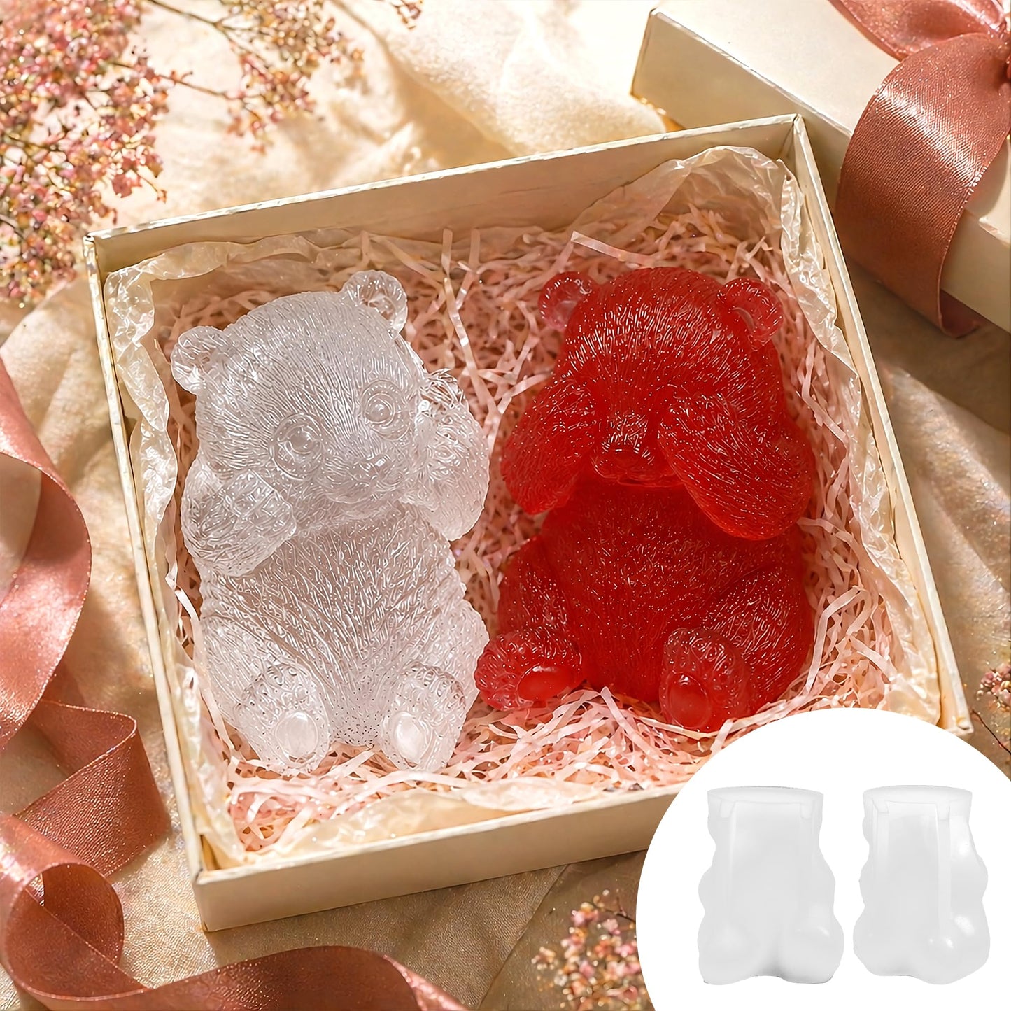 Set of 2 Panda Silicone Molds, 2 Silicone Bears Animal Candle Molds for Party Chocolate, Suitable fit for Resin DIY