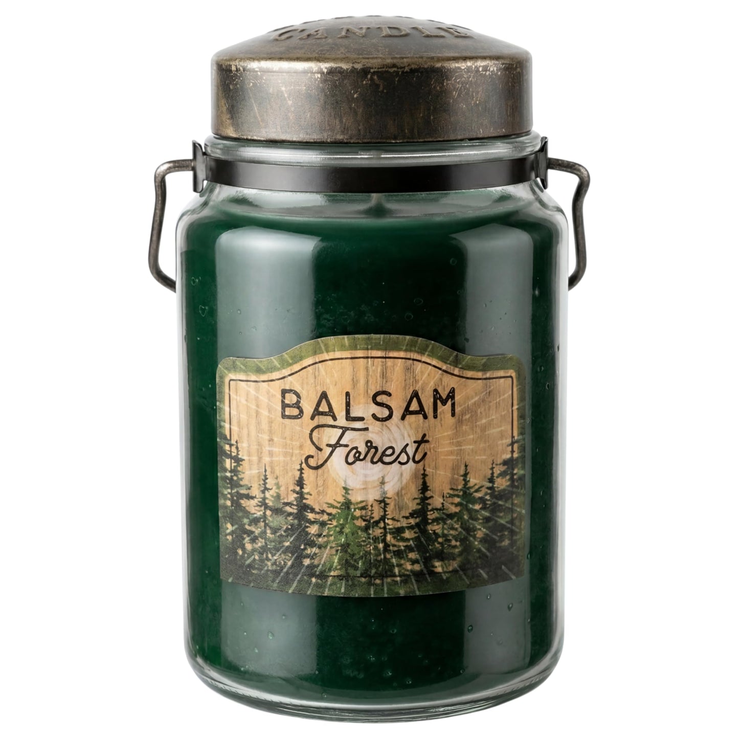 McCall’s Candles | Balsam Forest | 26 oz Scented Candle | USA-Poured | Vintage Rustic Jar with Carrying Handle | Crisp Evergreen Winter Fragrance