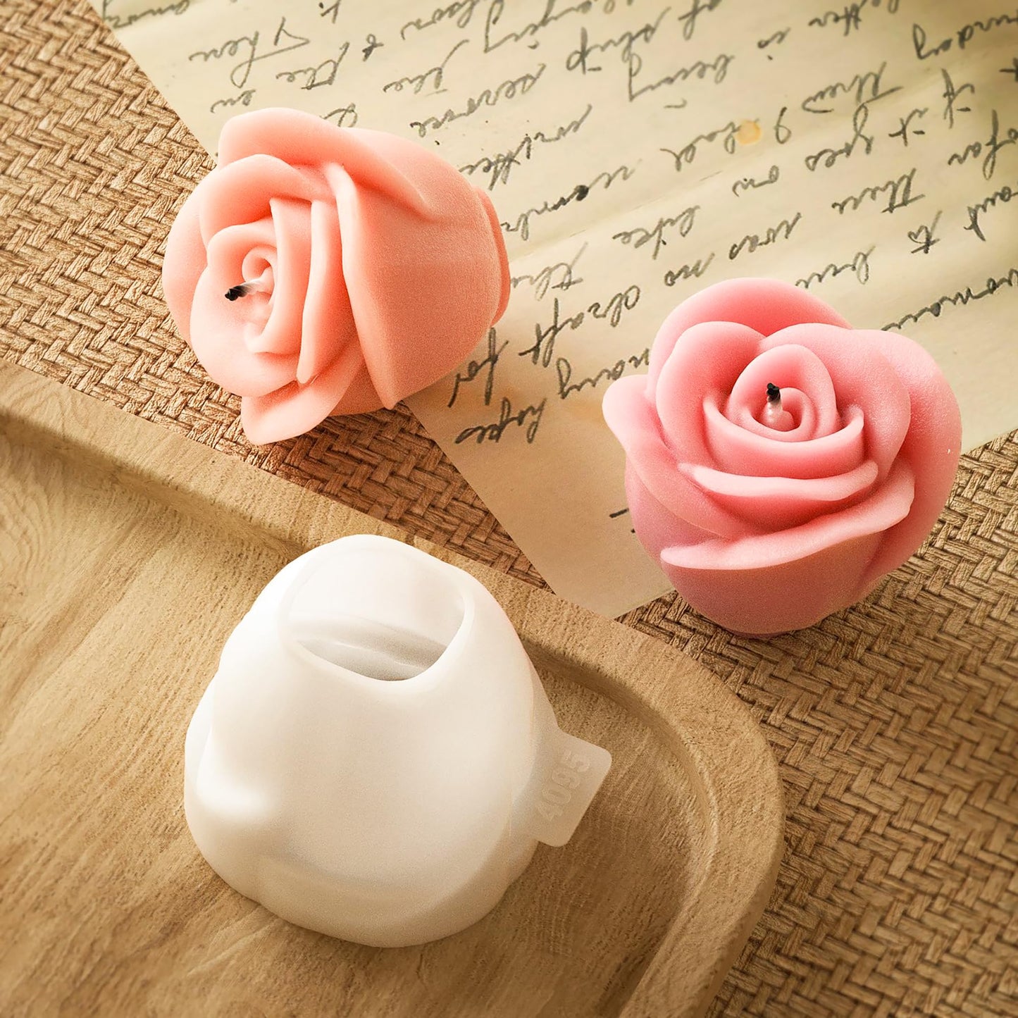 2 Pack Rose & Succulent Silicone Molds for Candle Making & Home Decor