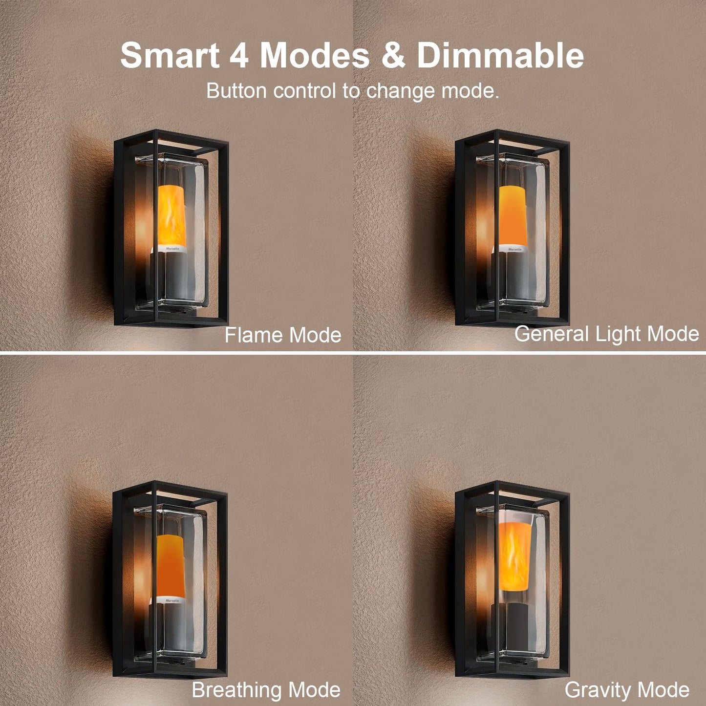 Morsatie【Upgraded LED Flame Light, Rechargeable Flickering Flameless Candles, 4 Modes Battery Operated Candles with Upside Down Effect, Waterproof LED Candles for Indoor Outdoor 1 PCS