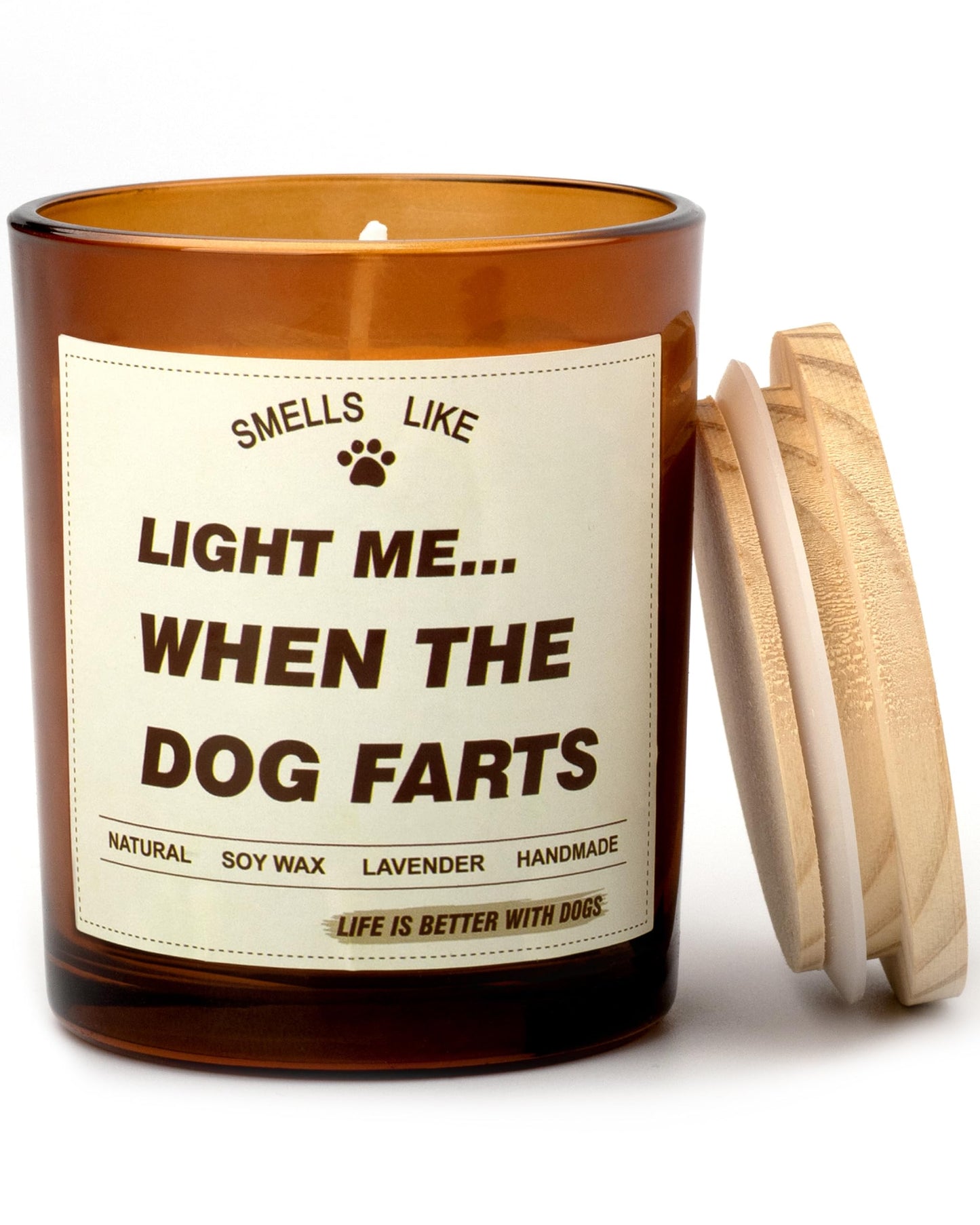 Auralome Candle Gifts for Women - Dog Mom Candles Lavender Light Me When The Dog Farts Pet Friendly Safe Scented Candle Themed Gifts Soy Wax Present Idea Funny for Pet Lovers Home Decor