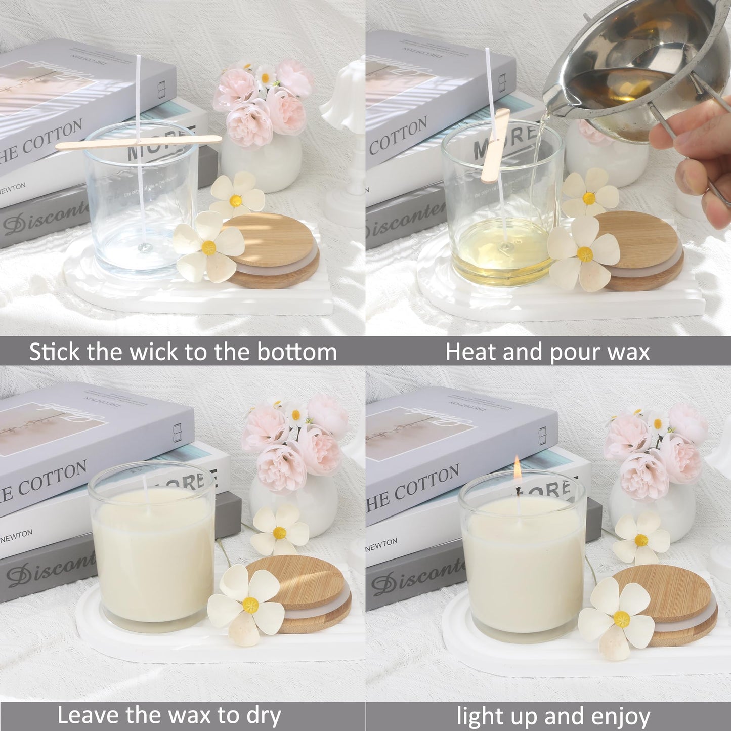 MILIVIXAY 12 Pack 10 OZ Clear Thick Glass Candle Jars with Lids - Bulk Empty Candle Jar for Making Candles - Spice, Powder Containers.