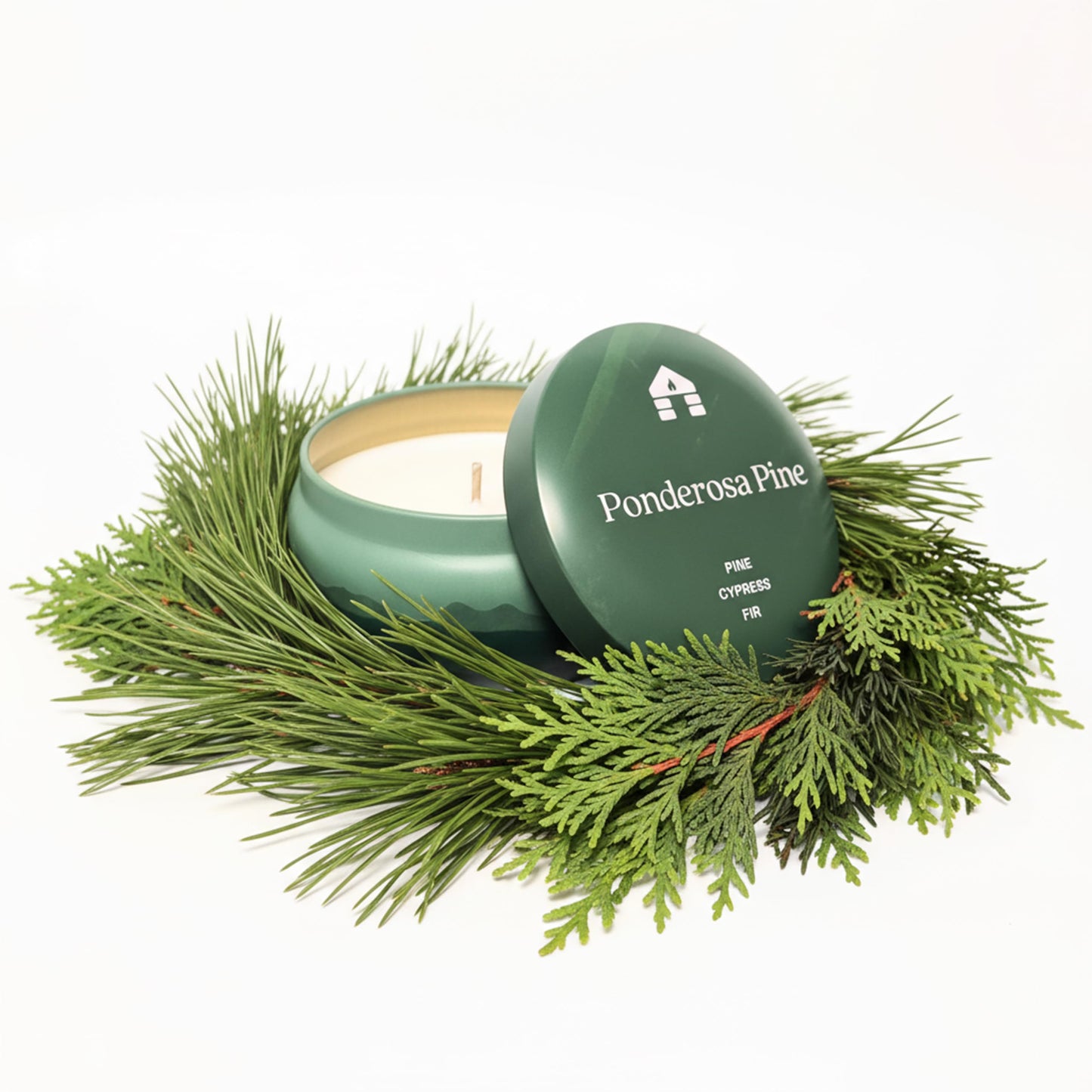 Bluecorn Aromática Scented Candle Tin, Ponderosa Pine, Pine, Cypress & Fir, Vegan Coconut Wax, Clean Burning & Long Lasting Christmas Tree Candle, Winter Home Decor, Gifts, American Made, 8 Oz