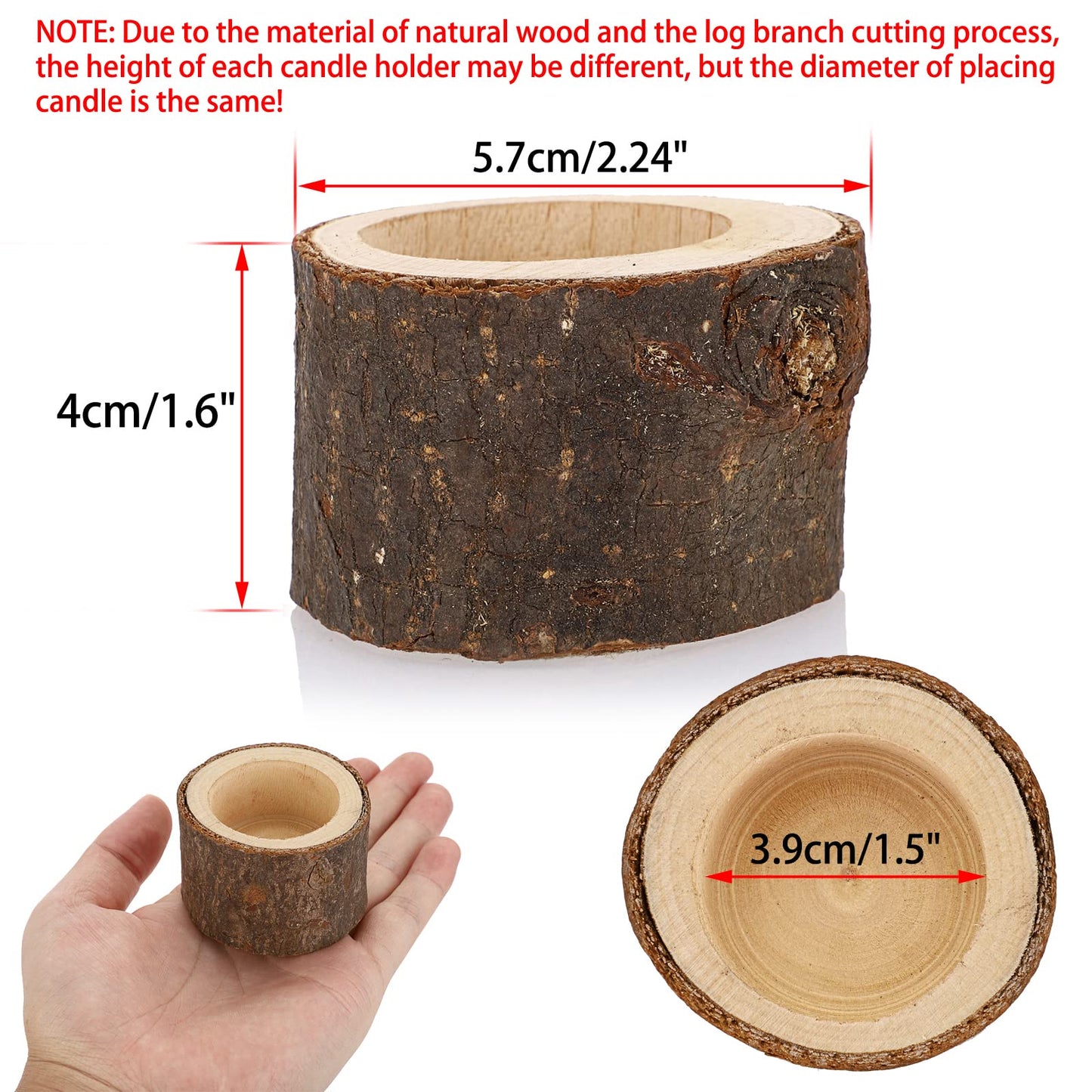 OwnMy Set of 24 Wooden Tea Light Candle Holders Votive Candle Holders, Rustic Wooden Pillar Candle Stands Vintage Tealight Holders Set Candle Centerpieces for Dining Table Wedding Party, 1.6" H