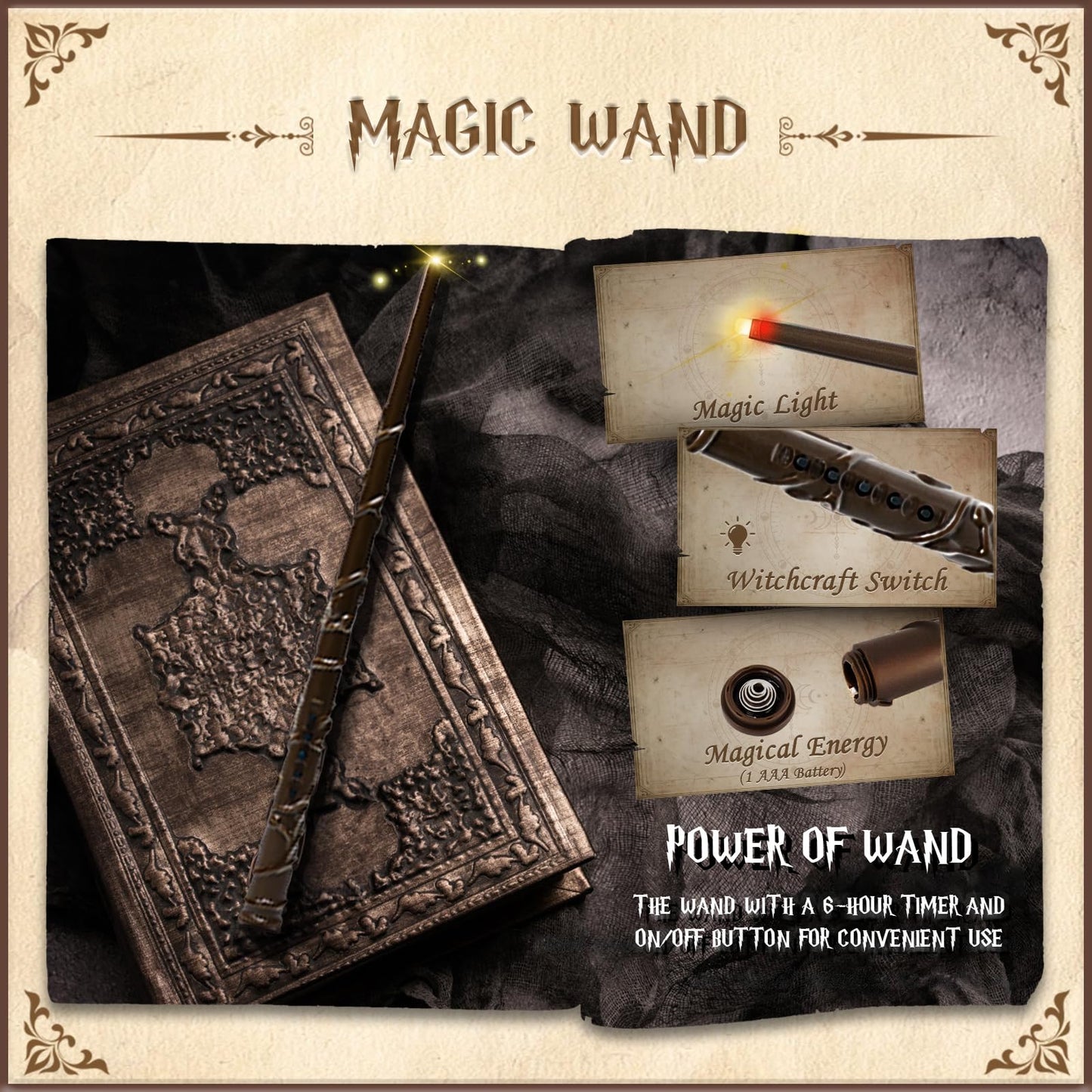 Lezonic Flameless Floating Candles with Wand，20 Pcs Magic LED Hanging Taper Candles，Flickering Battery Operated Taper Candle with Wand Remote for Halloween Decorations