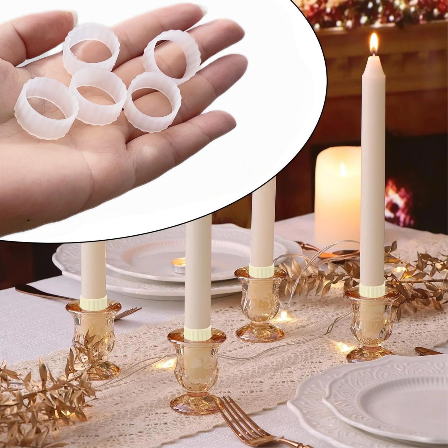 12 Pcs Rubber Candle Hugger, Candle Grips for Taper Candles Rings Accessories Bougie Upright and in Place for Taper Bougie Cups