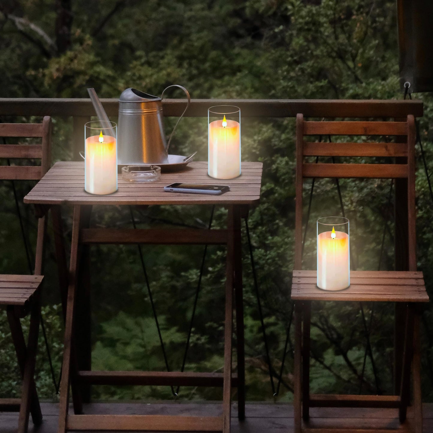 NICEME Flickering Flameless Candles with Remote Control Timer Unbreakable Acrylic Battery Operated LED Candles with Flickering Flame 3D Wick for Romantic Ambience Home Decor Set of 3, D3” xH6”