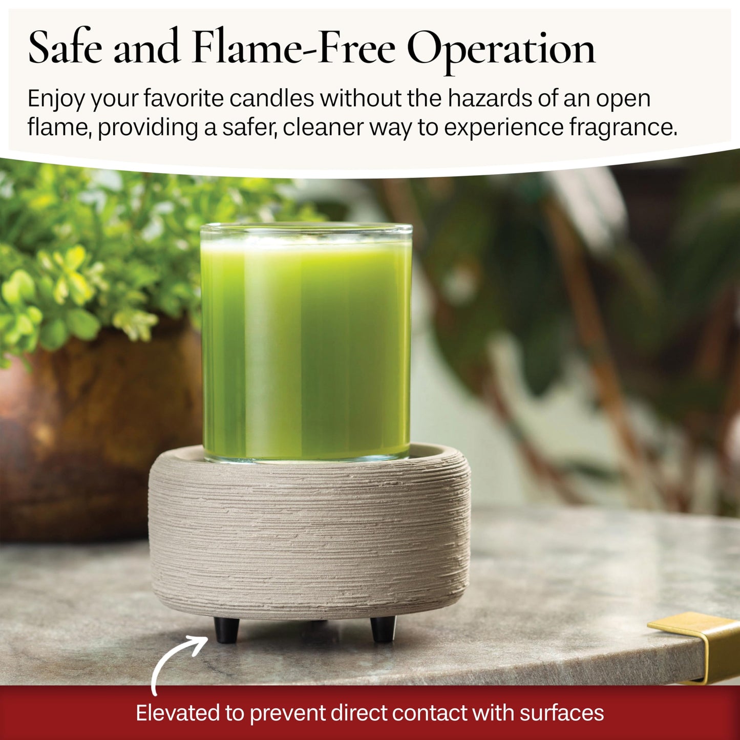 Candle Warmers ETC 2-in-1 Candle and Fragrance Warmer for Warming Scented Candles or Wax Melts and Tarts with to Freshen Room, Gray Texture