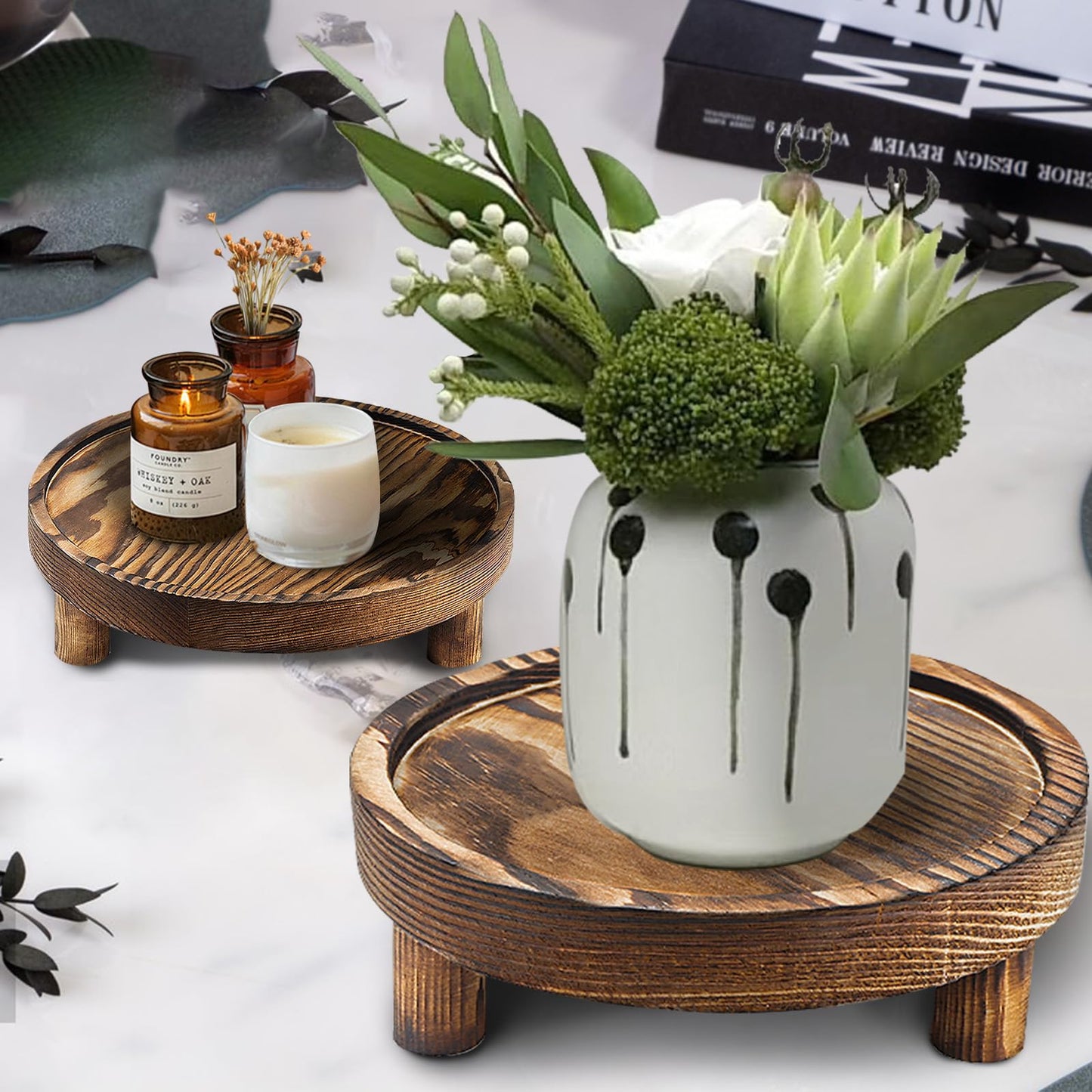 Destop 3PCS Wooden Display Risers for Display,Wood Riser Display Pedestal Stand for Home Décor (Rustic Brown,8,6,5'')
