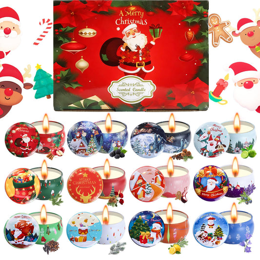 12 Pack Christmas Scented Candles with Natural Soy Wax, Long Lasting Aromatherapy Soy Candles for Home Scented, Christmas Candles Gift Set for Women & Friends