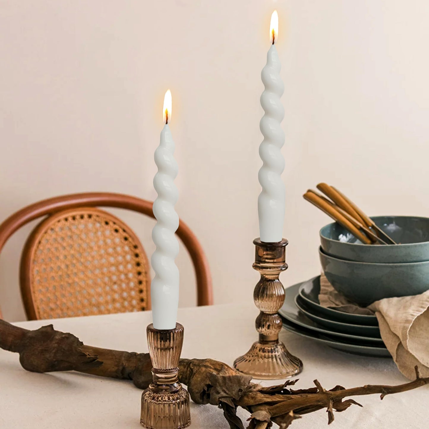 Spiral Taper Candles Stick Curve Unscented White Dinner Candle Twisted Candlesticks for Wedding Home Decor Holiday Relaxation Ambiance & Special Occasions