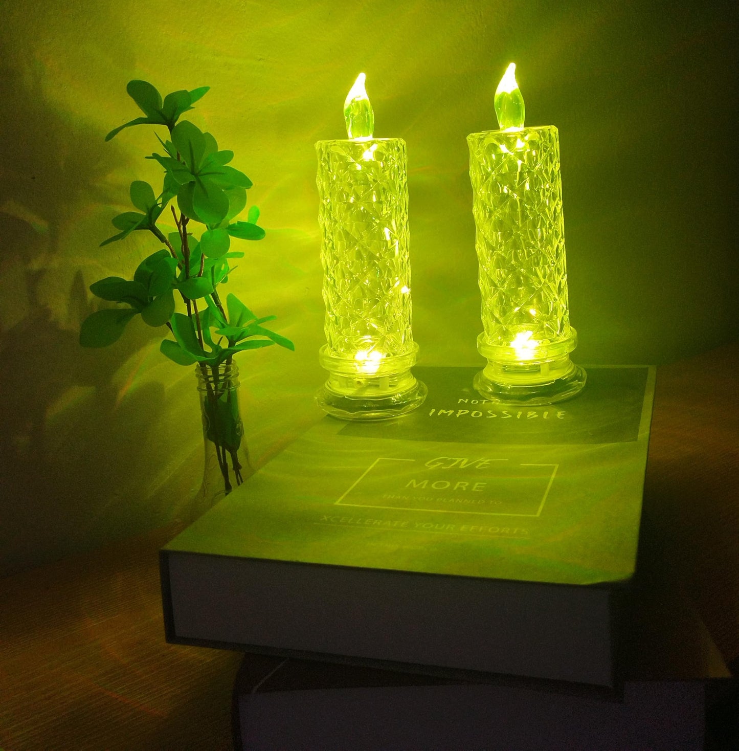 klexcol Rose Shadow LED Flameless Candles(D:2.5" x H:7.2"), Rechargeable Operation, Decoracion for Valentine Wedding (4pcs)