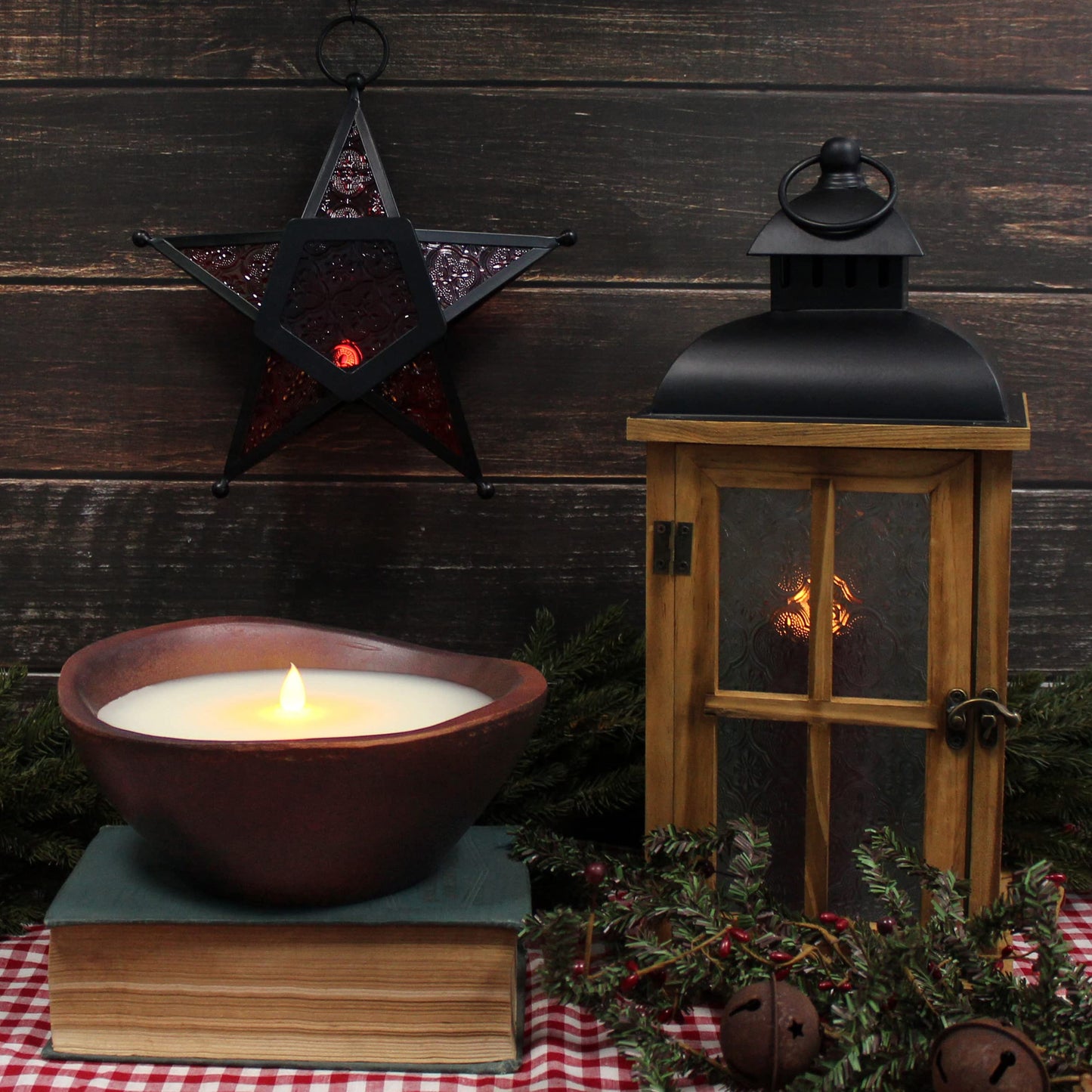 CVHOMEDECO. Farmhouse Wood Bowl Shape Flameless LED Candle, Real Wax in Rustic Treenware Wooden Bowl Flickering Candle Decor with Remote Control, 8.5 x 8.25 Inch Multicolor