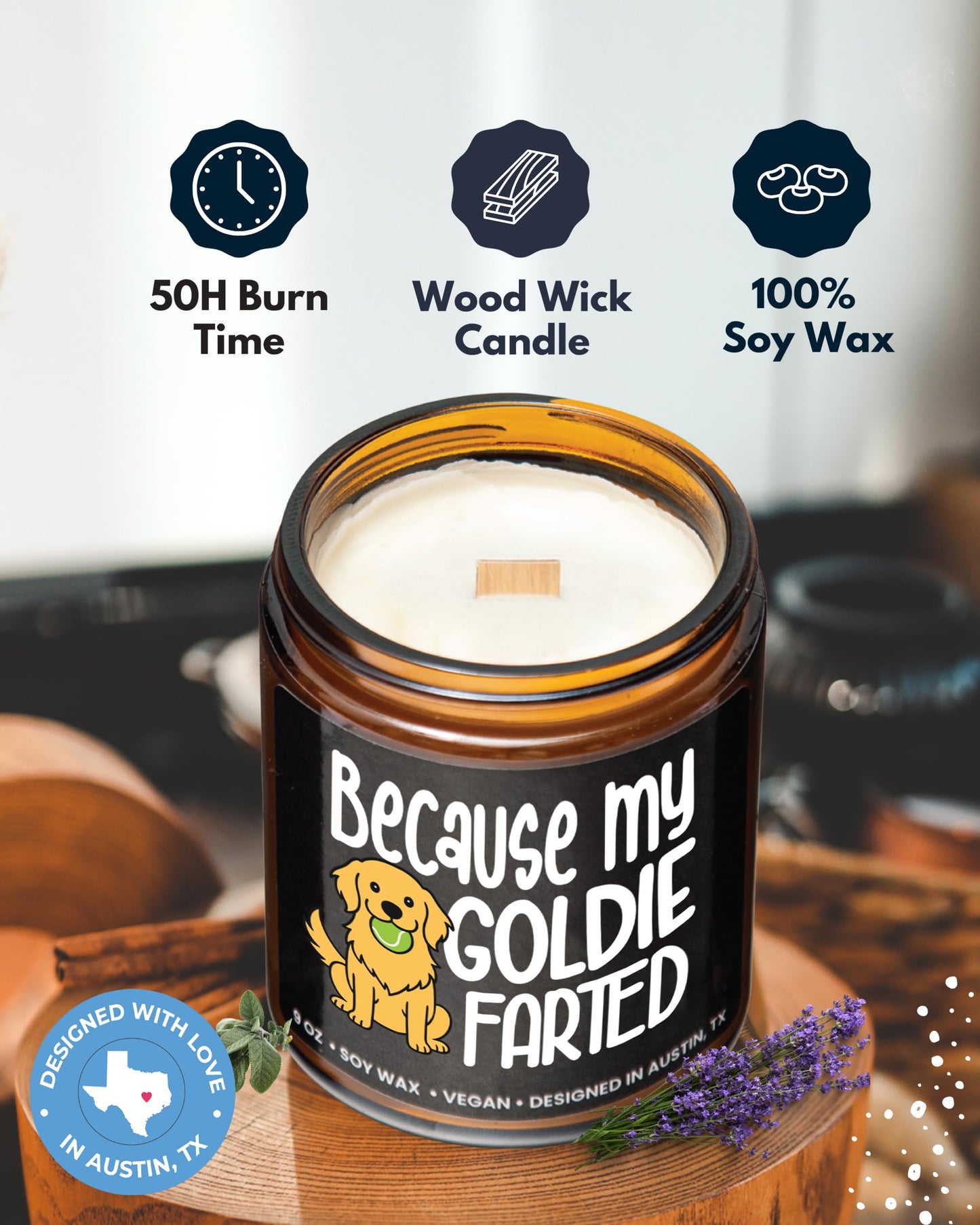 Funny Goldie Candle, Golden Retriever Gifts for Women and Men, Unique Funny Pet-Themed Gift Ideas, Best Present for Pet Lovers, Perfect Present for Dog Mom and Dog Dad, Birthday, Christmas, Gift-Ready