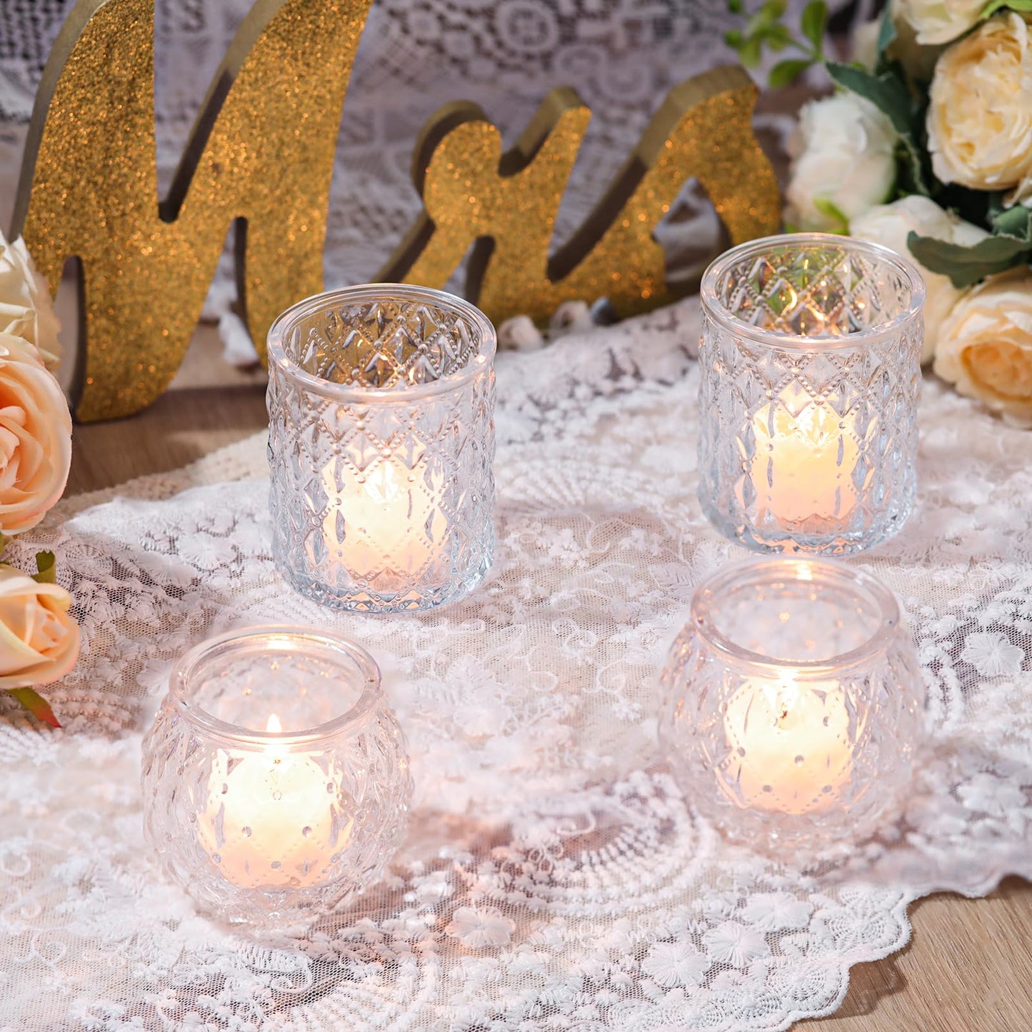 DARJEN Clear Votive Candle Holder Set of 20, Upgraded Size Tea Light Candle Holder Glass for Wedding Table Centerpieces, Elegant Bulk Votive Holders for Party, Proposals and Wedding Shower