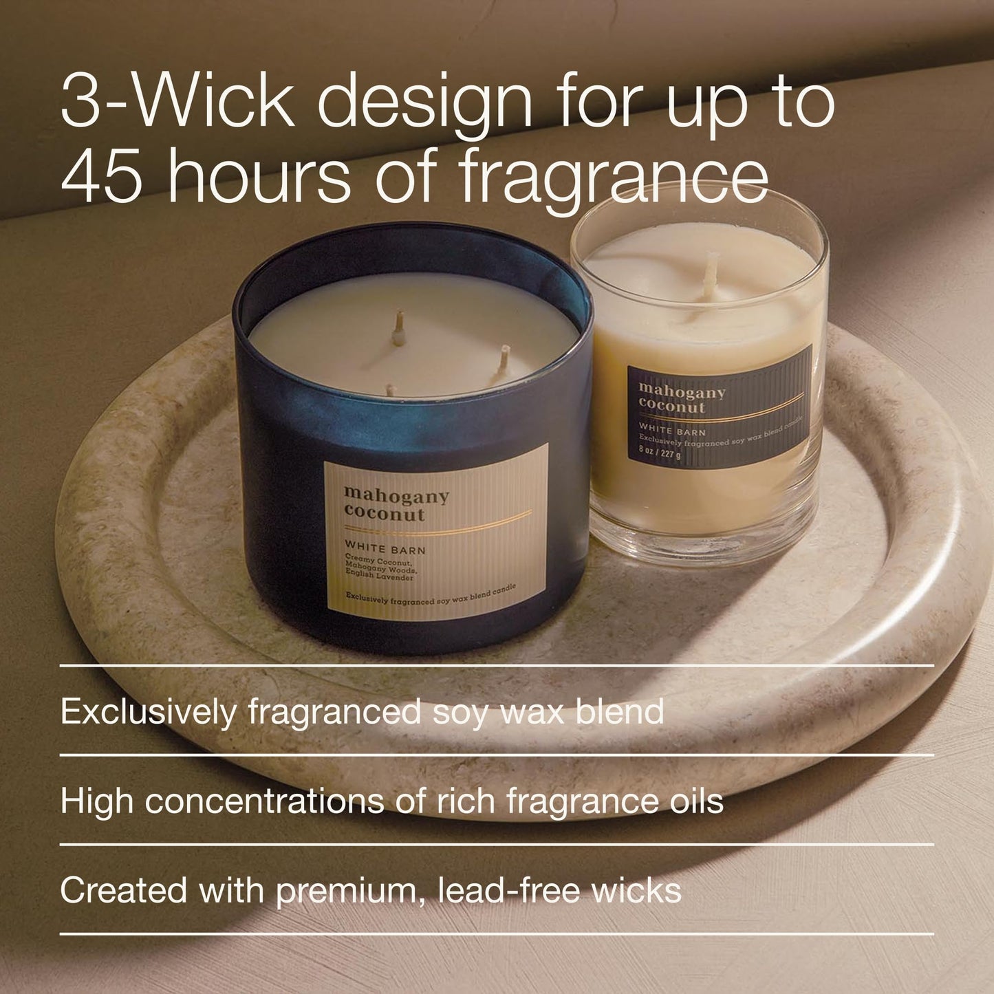 Bath & Body Works 3-Wick Candle, Mahogany Coconut Candle, Strong Throw, Long-Lasting Burn Up to 45 Hours, Exclusively Fragranced Soy Wax Blend, 14.5 oz - 1 Pack