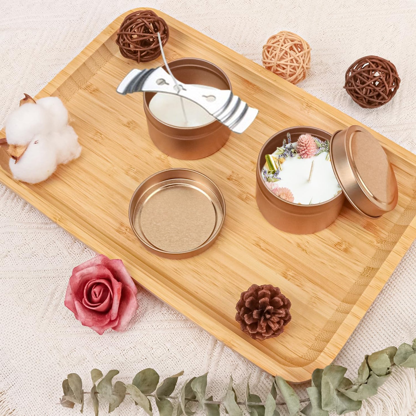 IHDYPPEW 48 Pack 4 oz Rose Gold Tins with Lids, Candle Containers, Empty Candle Jars Bulk, Candle Jars for Making Candles, Candle Supplies for Party Favors, Spices, Jewelry, Cosmetics