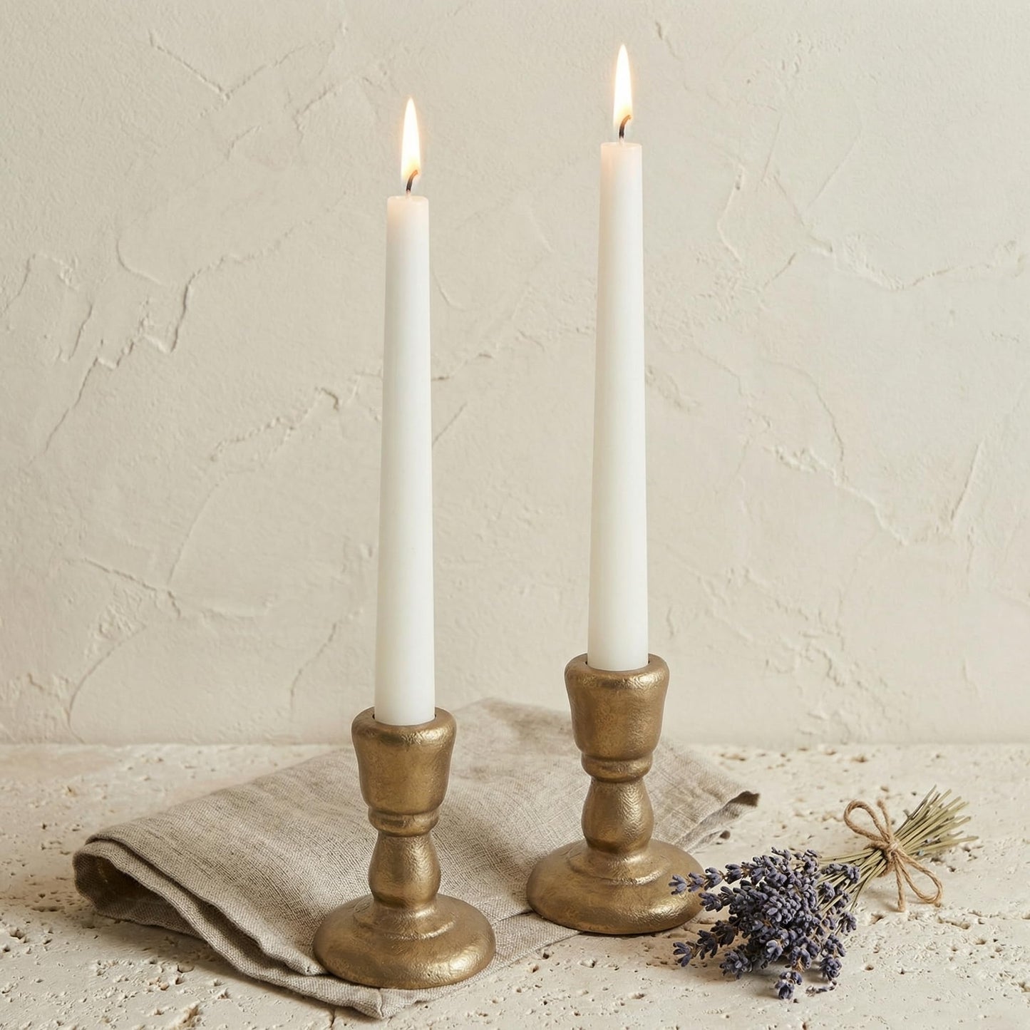 Cast Iron Candle Holders Antique Brass Iron Taper Candle Holders Set of 2, Decorative Metal Candlestick Stands for Weddings, Dining, Parties, and Home Decor