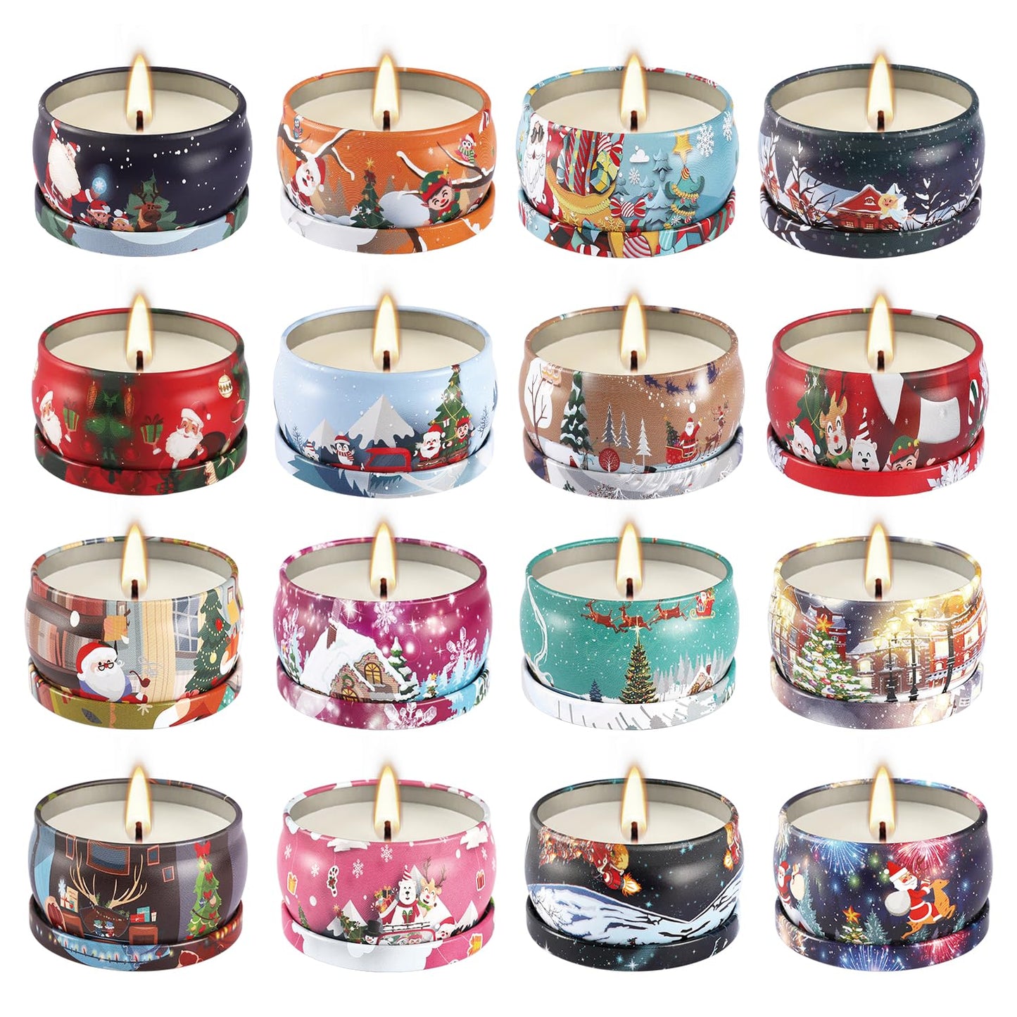 16Pack Christmas Scented Candles Gift- Aromatherapy Candle-Soy Wax-Long Lasting Burn time, Christmas Thanksgiving Gifts for Women，Advent &Home Decor.