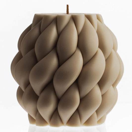 LAWA Knot Ball Candle - Large Beautiful Handmade Pillar Scented Soy Wax Elegant Bubble Aesthetic Candle Housewarming Gift Home Room Shelf Decor Idea Sandstone