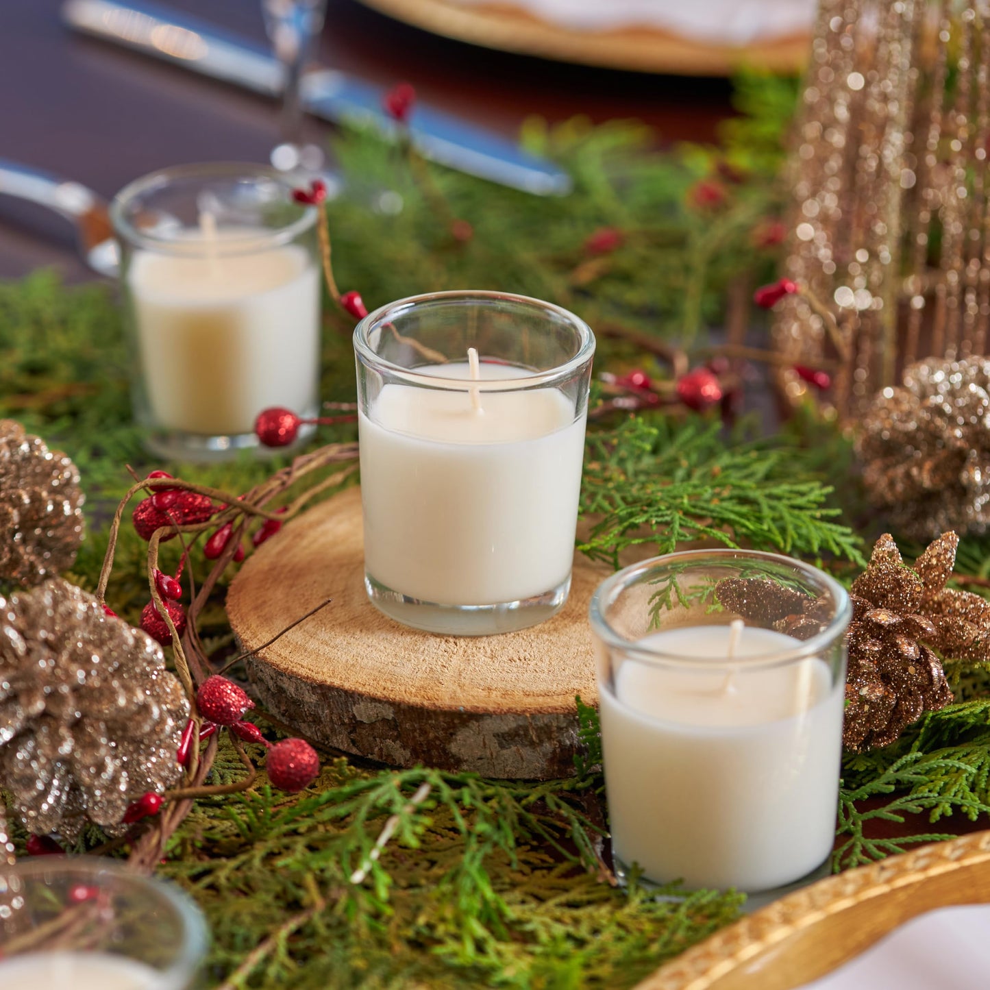 Simply Soson Votive Candles Bulk, 24 Filled White Votive Candles in Glass, 10 Hours Burn time, Small Candles, Unscented Candle, Candle Votives for Wedding, Holiday & Home Decoration