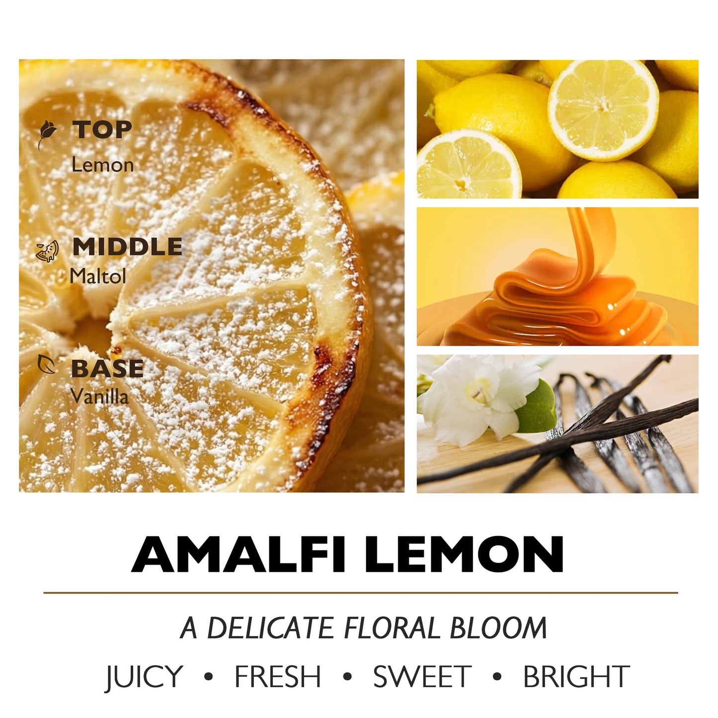 4EVER Scented Candles | 4-Wick 18oz Soy Wax Candle | Up to 50Hrs Clean Burn | Aromatherapy Candles for Home Scented | Gifts for Women & Mom, Amalfi Lemon