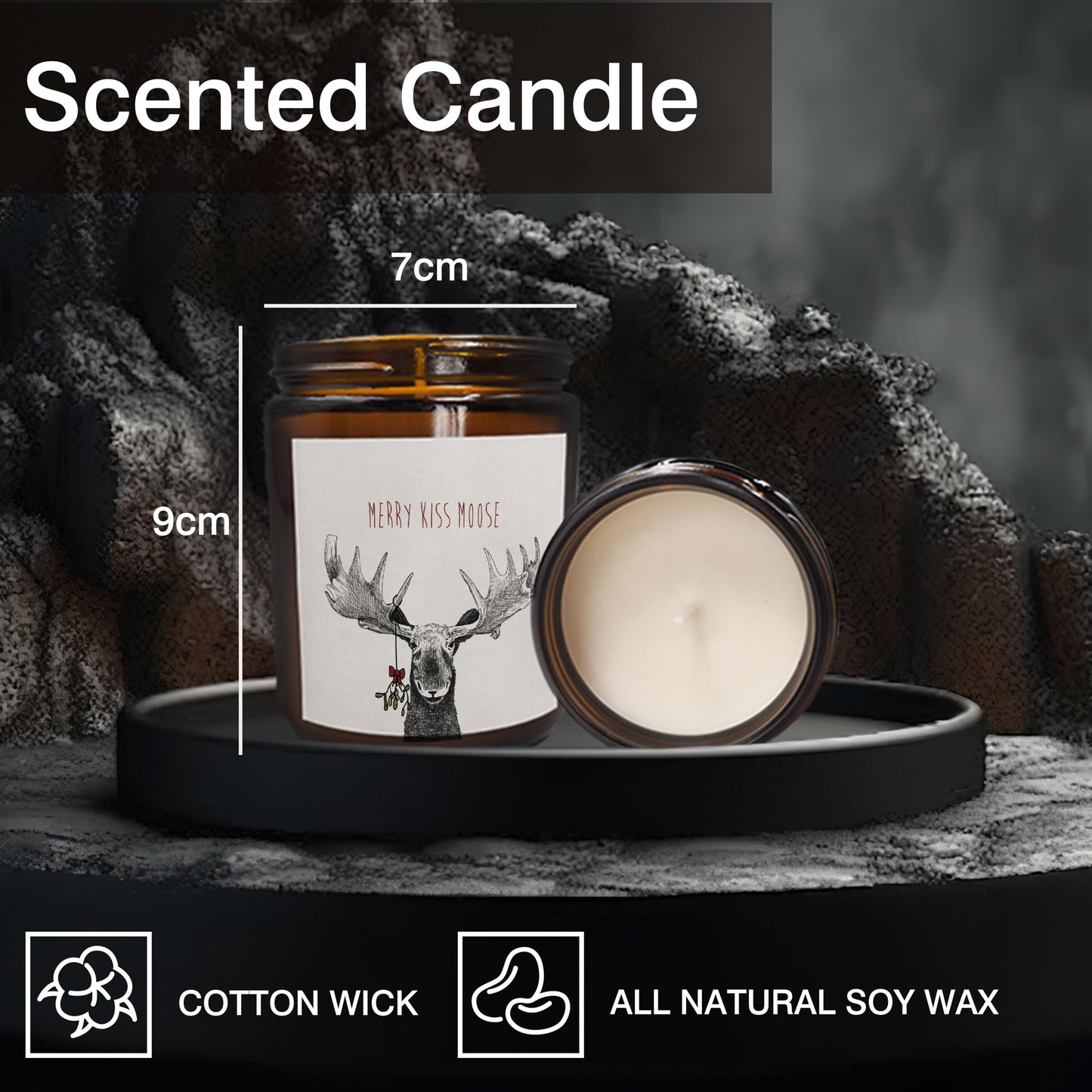 Mancheng-zi Moose Christmas Candles Scented, Merry Christmas Small Candles Gifts for Women