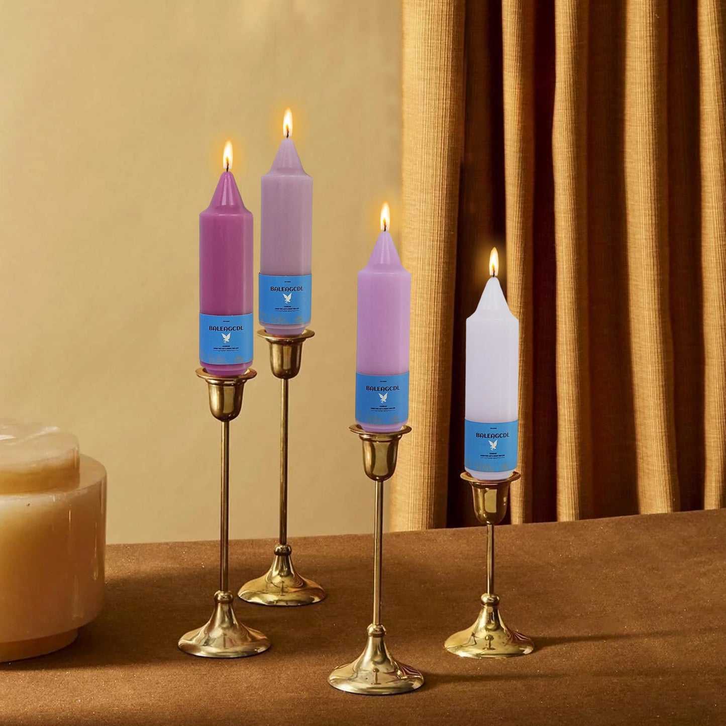 Handmade Unscented Taper Candles Long Lasting Burn Candles Gradient Purple Candles 5inch Short Candlesticks Elegant Design for Home Décor Weddings Festive Seasons