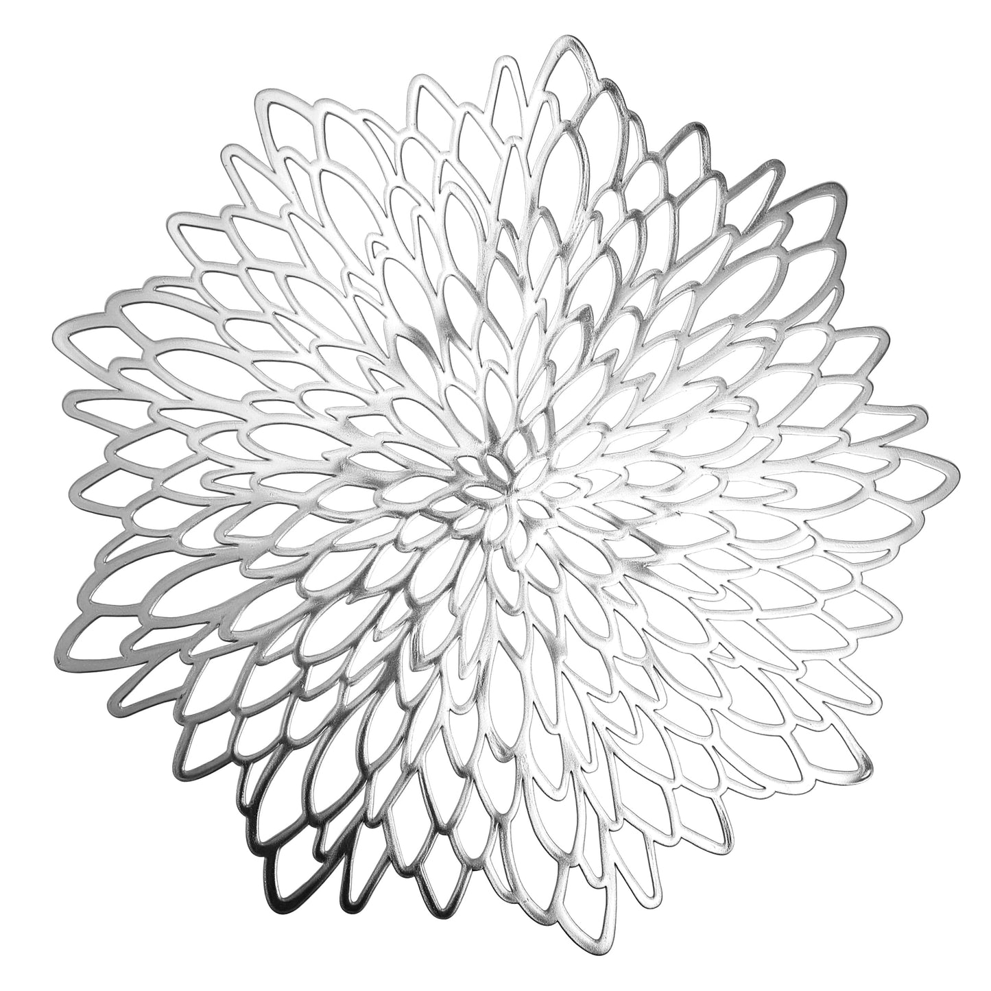 Set of 12 Round Placemats Silver, Heat-Resistant PVC Table Mats with Luxury Metallic Glossy Finish for Thanksgiving Christmas Wedding Party Decor, Easy to Clean