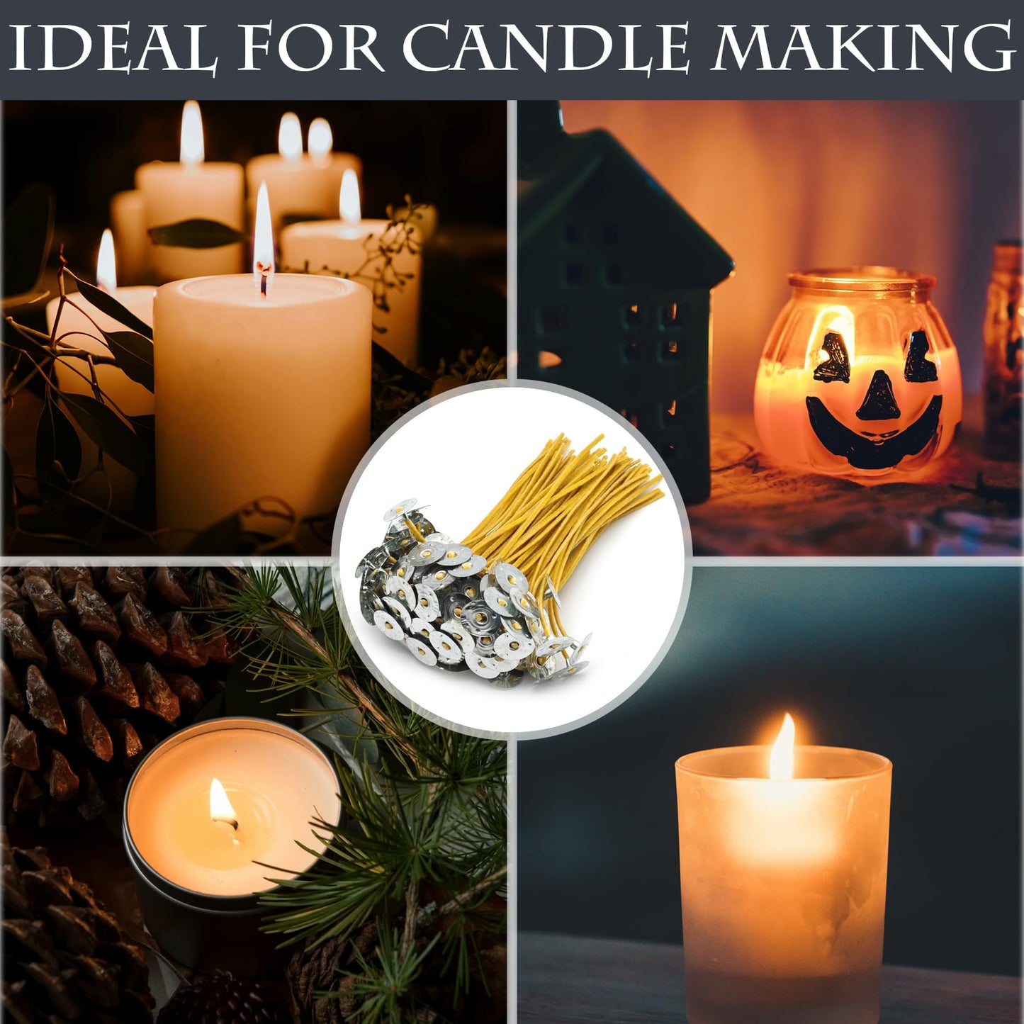SWIGRANCE 10cm Hemp Candle Wicks 100Pcs, Hemp Braided Wick for Handamde Candle Making, Pre-Waxed with Beeswax