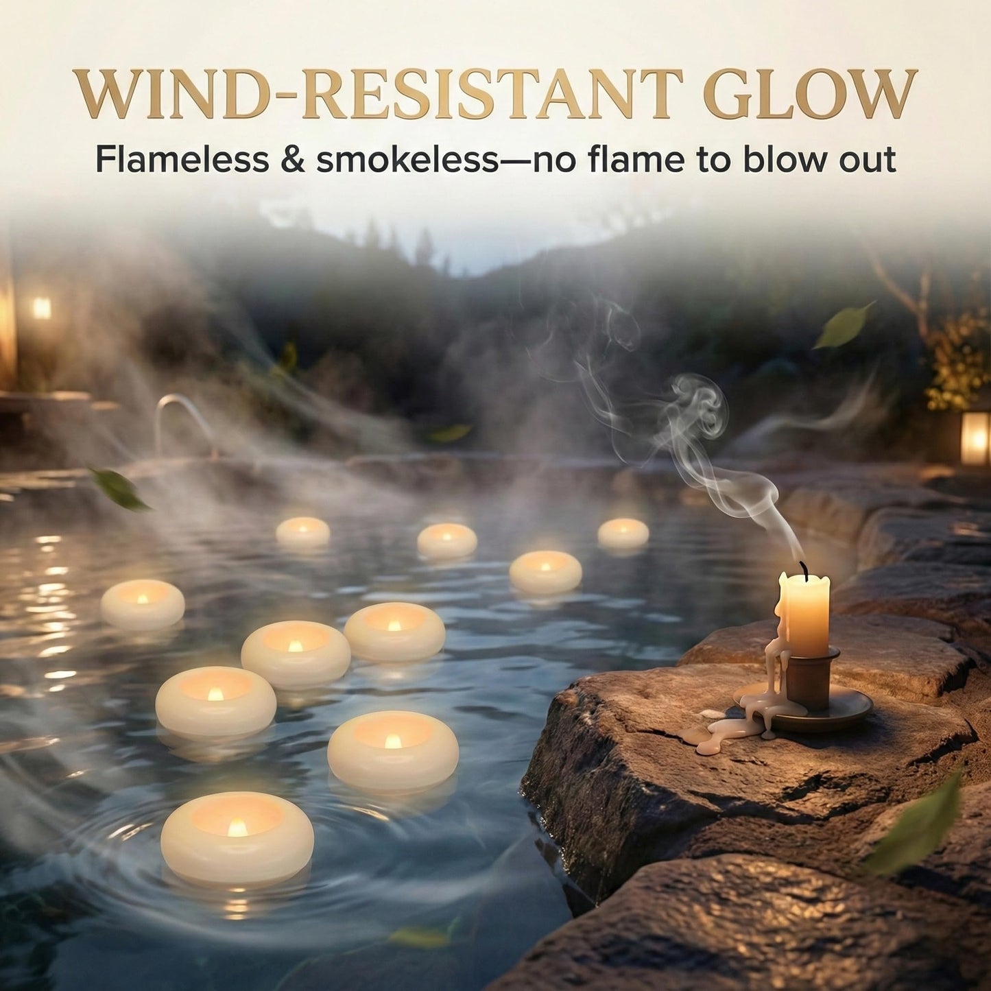 Aignis 24pcs Flameless Floating Candles Waterproof, 200Hr 3”LED Floating Tea Lights with Battery, Water-Activated Candles for Pool, Wedding Centerpieces, Bath & Spa, Home Decoration (Elegant White)