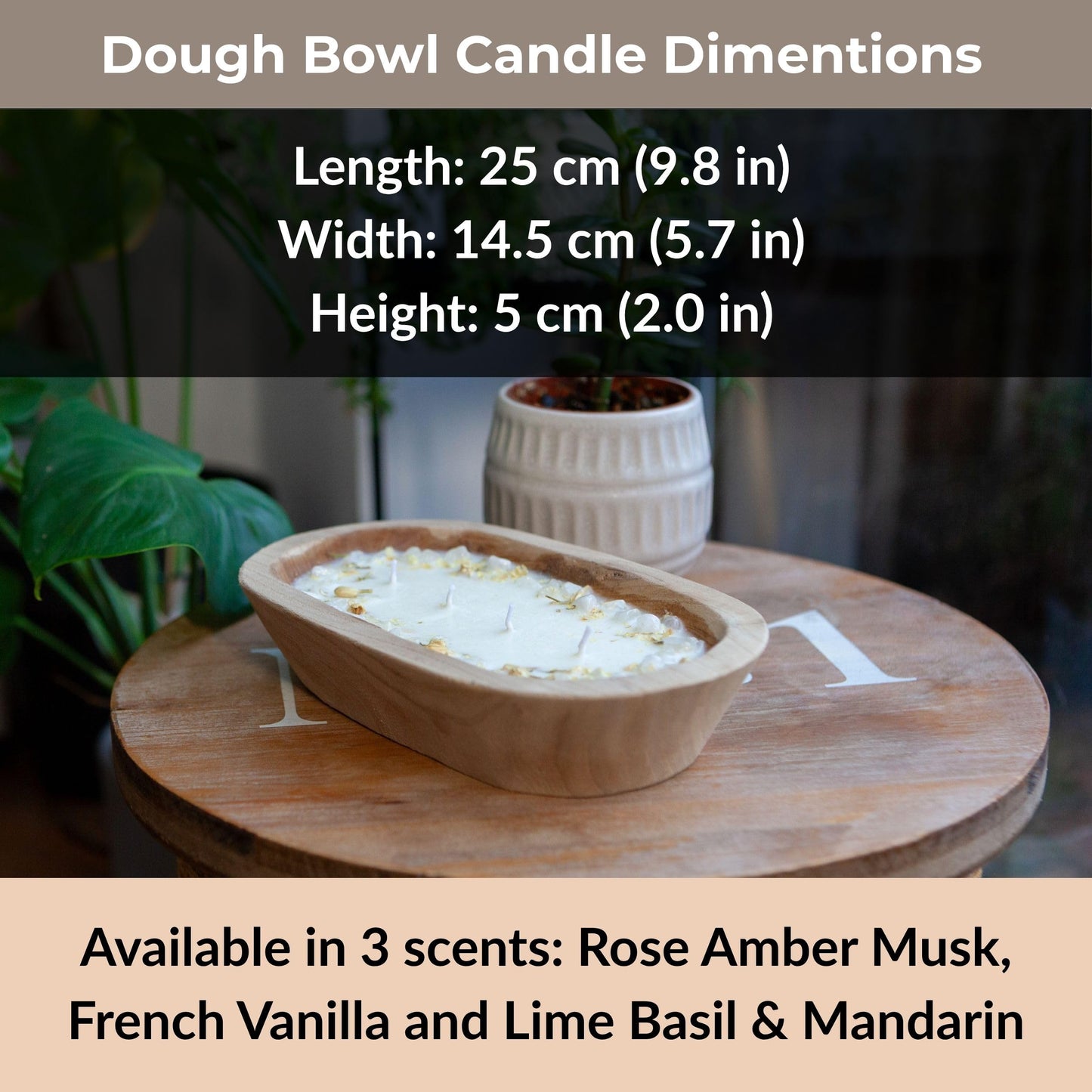 Wooden Dough Bowl Candle, Lime Basil & Mandarin, Elegantly Handcrafted Beautiful Centerpiece. Uniquely Yours, a Gift of Distinction.