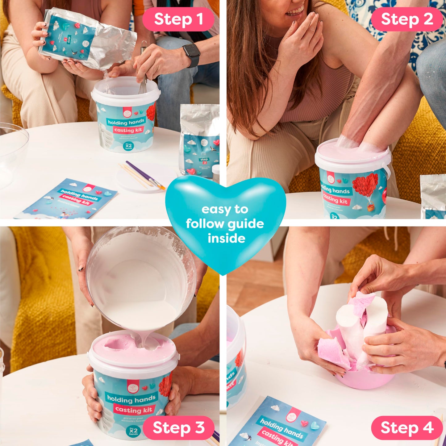 chuckle Hand Casting Kit with Base & Paints, Holding Hands Sculpture Molding Kit, Hand Mold Kit Couples Activities - Mothers Day Gifts for Mom, Fathers Day, Anniversary, Engagement, Wedding, Birthday