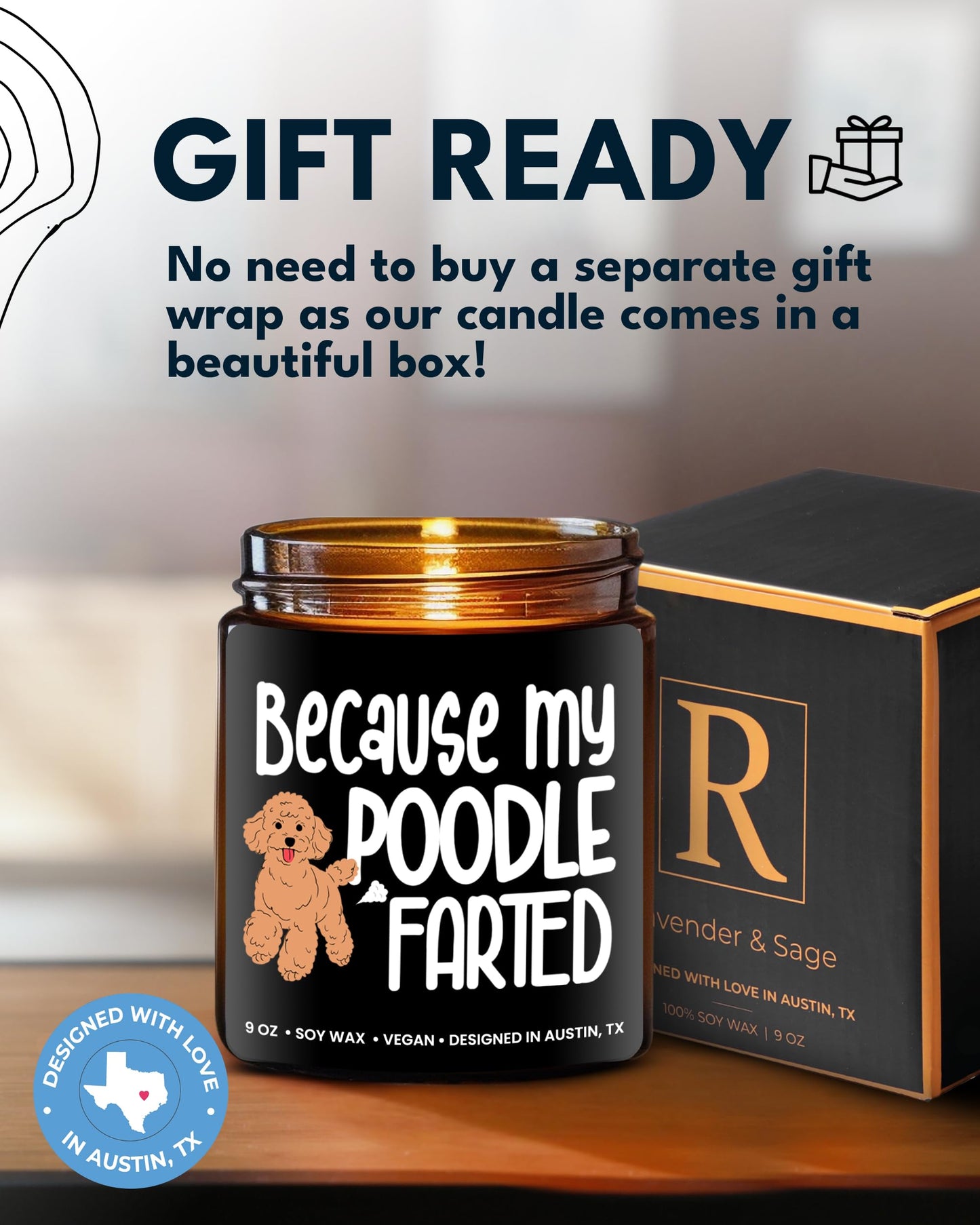 Funny Poodle Candle, Poodle Gifts for Women and Men, Unique Funny Pet-Themed Gift Ideas for Her, Best Present for Pet Lovers, Perfect Present for Dog Mom and Dog Dad, Birthday, Christmas, Gift-Ready