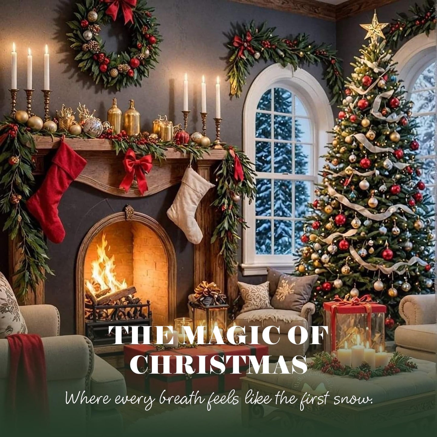 M&SENSE Christmas Holiday Candle - THE Magic of Christmas Scent, 8.1oz Soy Wax, Ideal Winter Home Decor Gift for Women and Men
