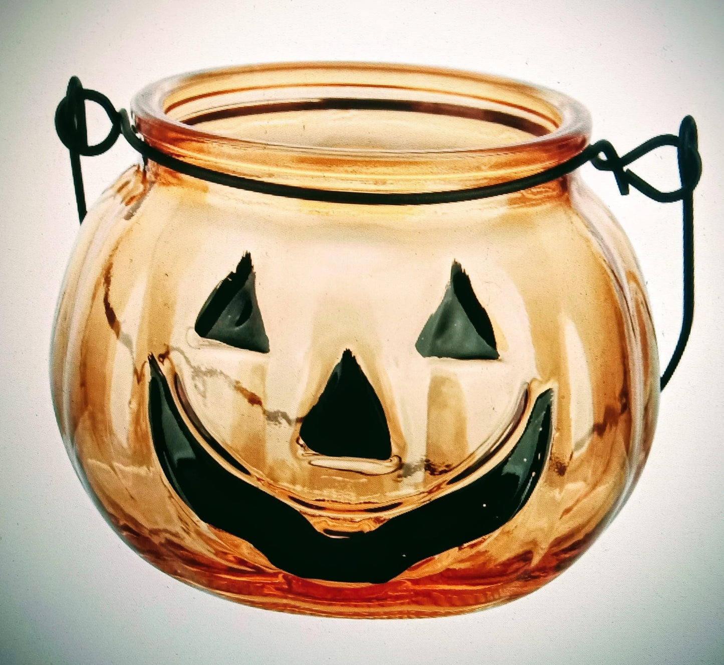 JF- Halloween Pumpkin Candle Holders (Set of 4) Tealight Votive Candle Holders with Grimace, Metal Hanging Pumpkin Lantern Decorative Halloween Table Centerpiece Orange or Clear (Orange)