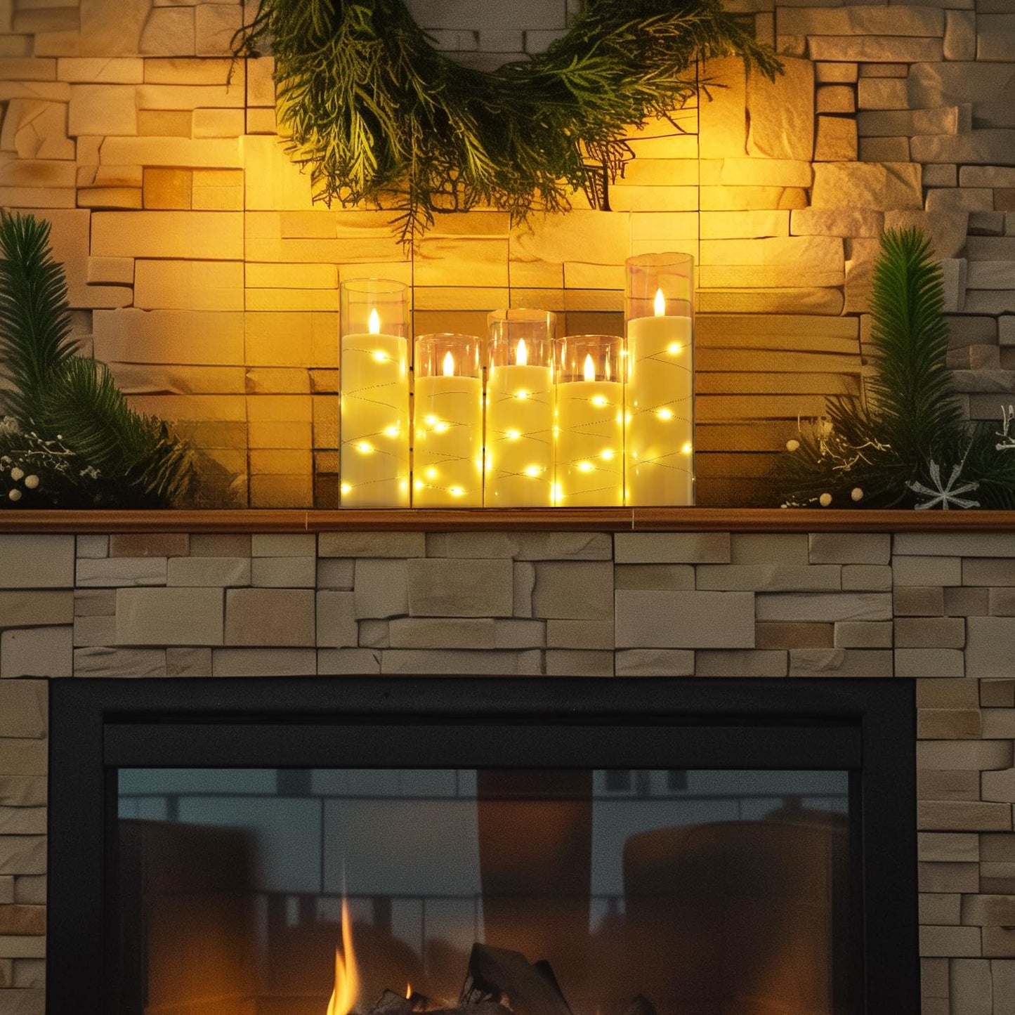 Homemory Ivory Flameless LED Candles with Remote Control & Timer, Battery Operated Star Lights, Fake Candles, Star Lights Set of 5 for Wedding Decor