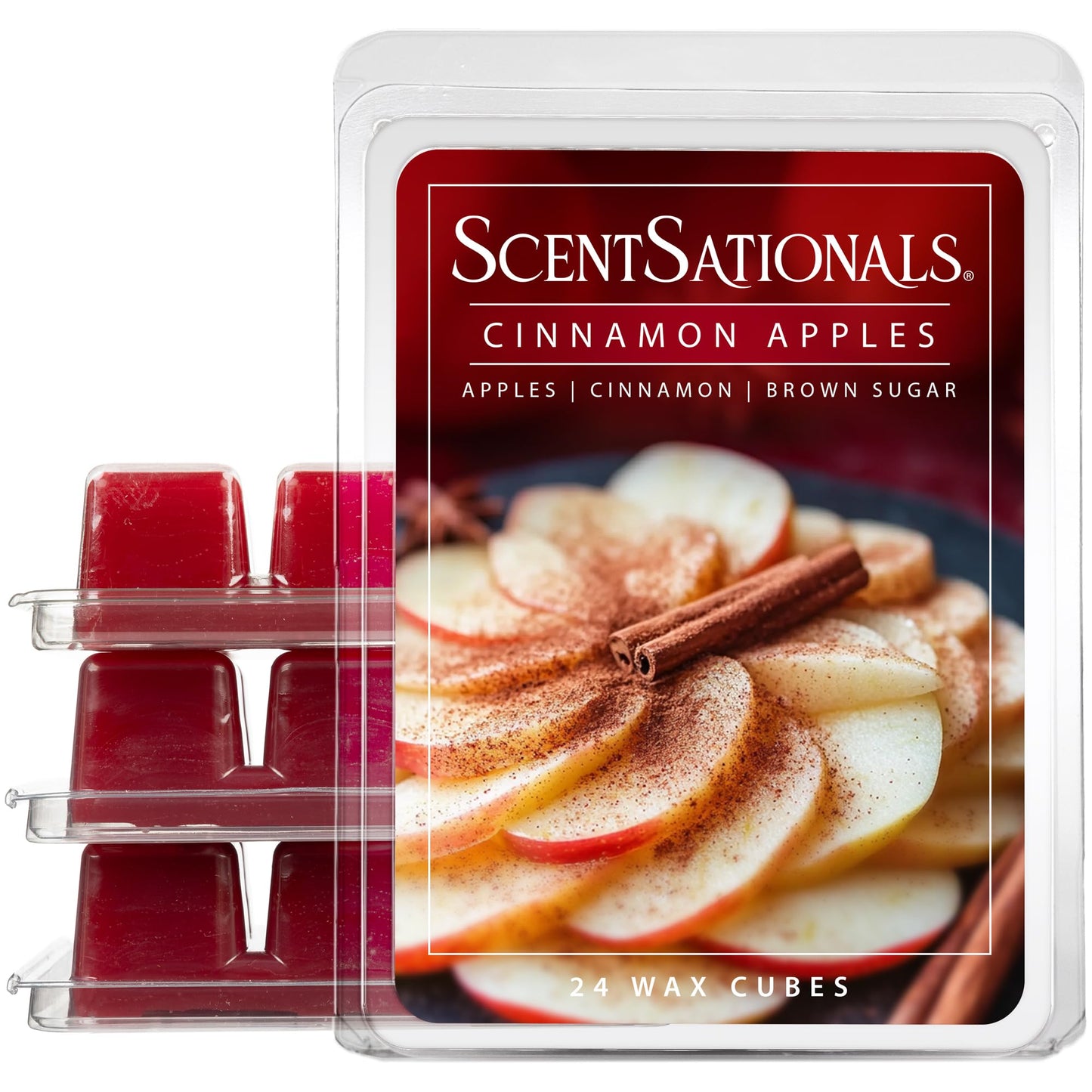 ScentSationals Cinnamon Apples Scented Wax Melts - Apple, Cinnamon, & Brown Sugar, 10oz (24 Cubes)