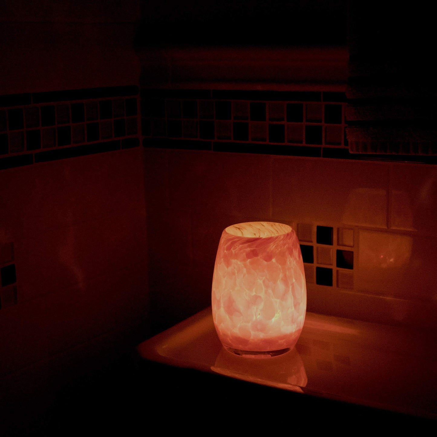 Totally Blown Glassworks Votive Candle Holder, Tea-Light, Handmade Blown Glass, Accent Vase, Centerpiece, Home Decor, Artist Dehanna Jones, Seattle, WA. (Orange Julius)