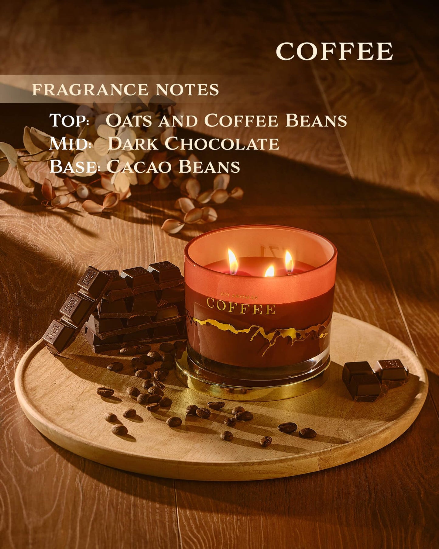 1771 Aromas Coffee Scented Candles - 100% Natural Soy Wax - Large 3 Wick Jar Candle - Up to 50 Hours Burning Time - Candles for Home - Gift-Ready Candle for Men & Women - Aromatherapy Candles