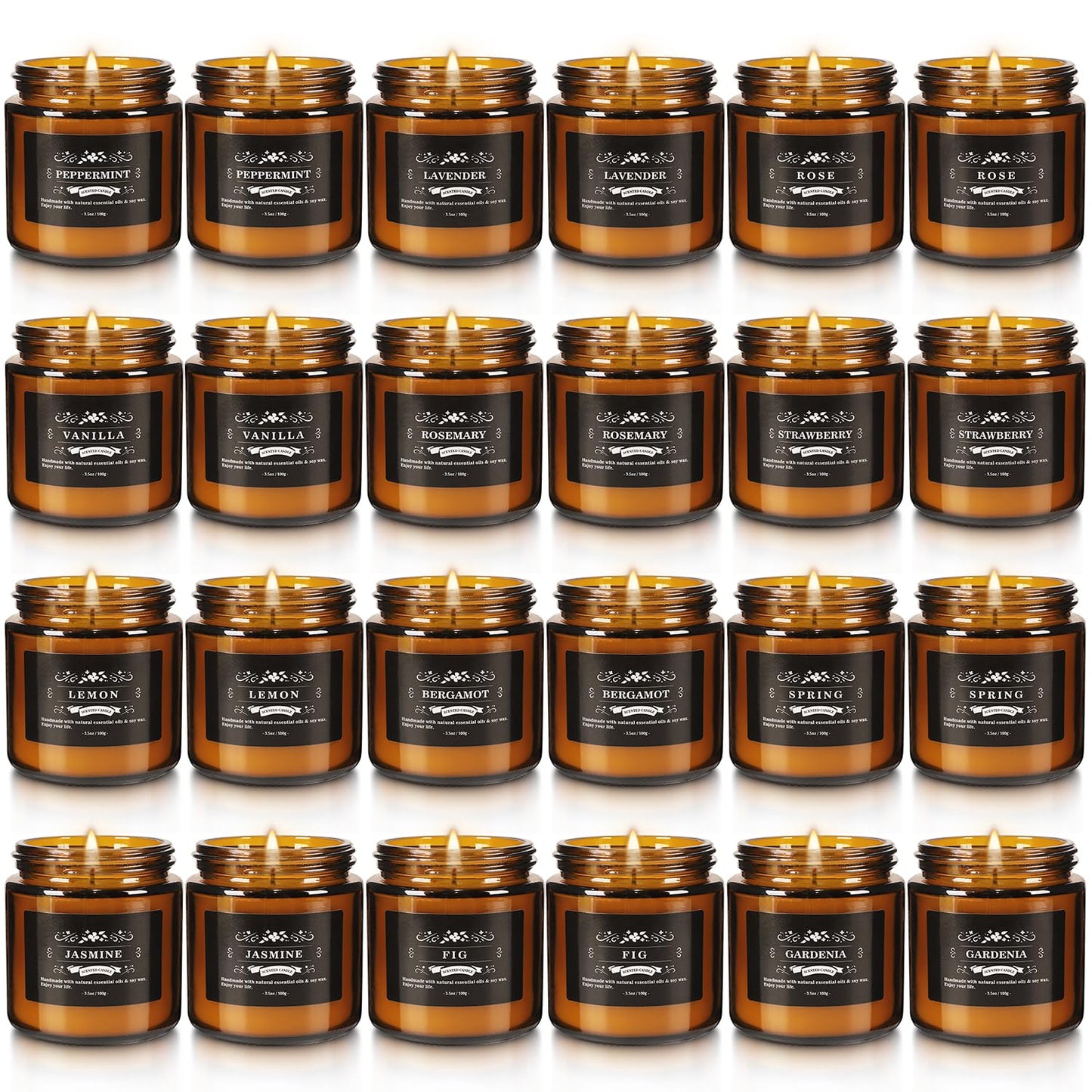 24 Packs Scented Candles for Home, 3.05oz，Soy Wax Aromatherapy Candles with 12 Fragrances, Smokeless Natural Essential Oil Candles for Relaxation, Gifts, Parties, Yoga,Home Decor