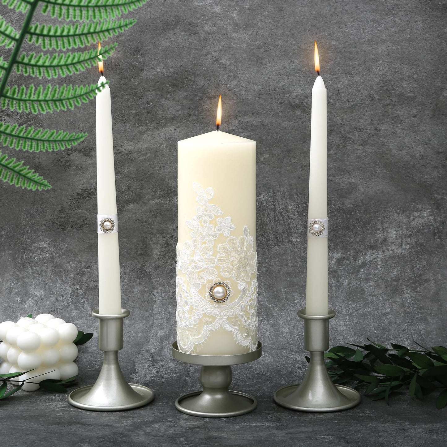 Unity Candle Holder - Unity Candle Holders for Weddings, Metal Unity Candlestick Holder Set of 3, Decorative Unity Candle Stand for Wedding Ceremony Table Centerpiece Decoration Gift (Silver)