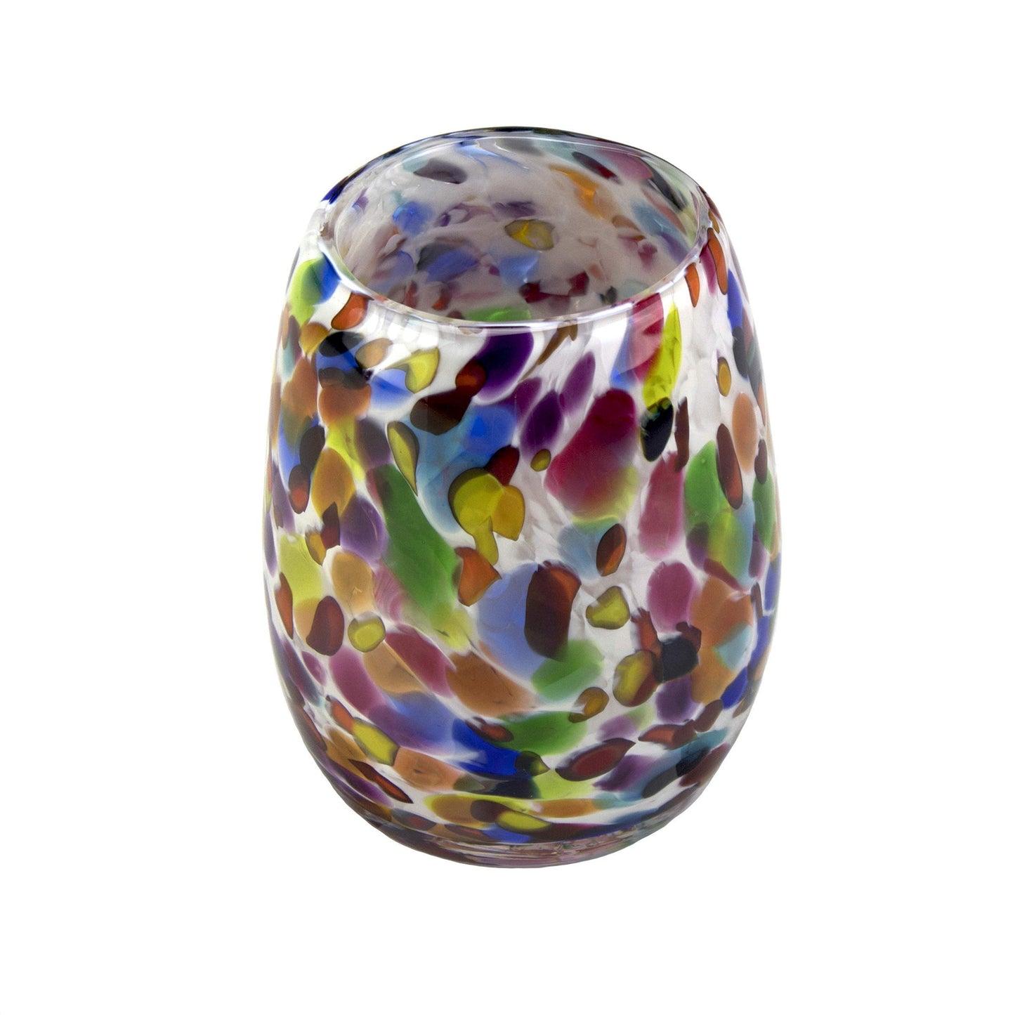 Totally Blown Glassworks Votive Candle Holder, Tea-Light, Handmade Blown Glass, Accent Vase, Centerpiece, Home Decor, Artist Dehanna Jones, Seattle, WA. (White Over the Rainbow)