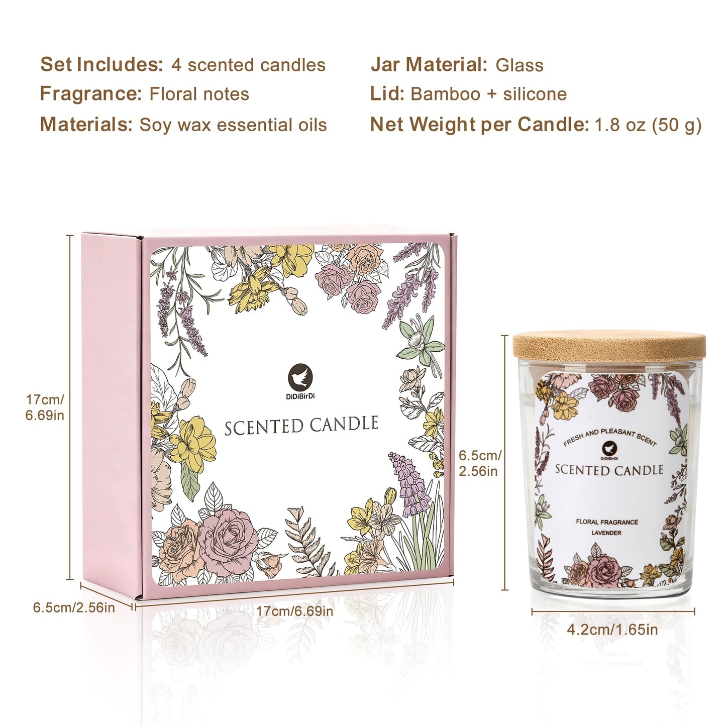 99BOX Scented Candle Set 4 Pack,Soy Wax Candles— Rose, Vanilla, Jasmine, for Birthdays, Weddings, or Any Romantic Moment of Relaxation