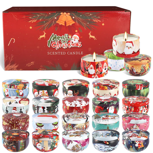Wfmolcand 24 Packs Christmas Scented Candles Gift- Aromatherapy Candle-2.5oz Soy Wax-Long Lasting Burn time, Advent,Christmas Thanksgiving Gifts, Home Decor.