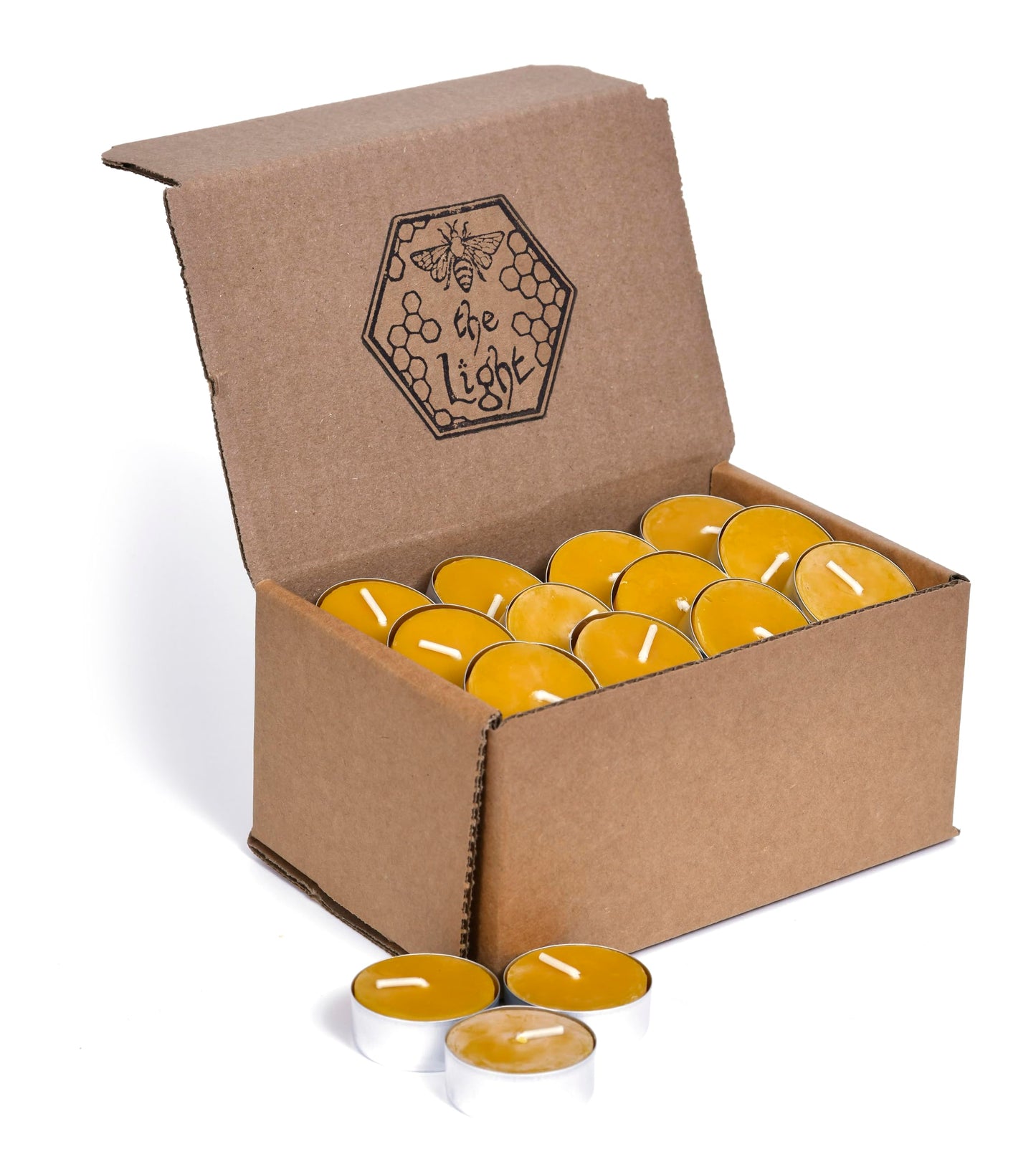 Pure Beeswax Tealights - Unscented Smokeless & Clean Burning Non-Toxic Tea Lights with Light & Natural Honey Scent, 4-Hour Burn Time, 1.5 x 0.5-Inch Handmade Candles, 48-Pack, by BeeTheLight